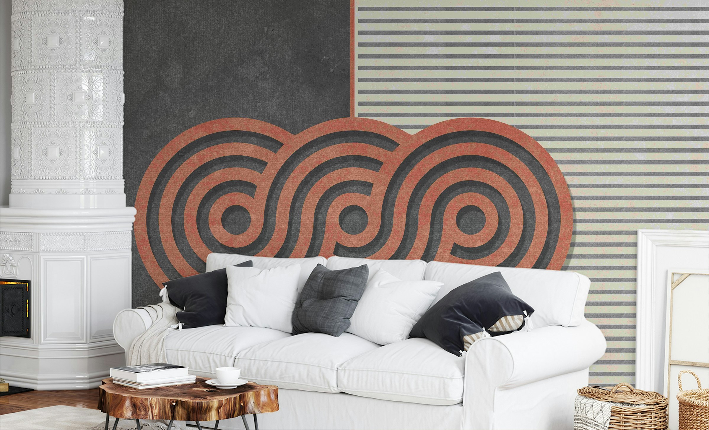 Peel and Stick Modern Circular Pattern Wall Mural