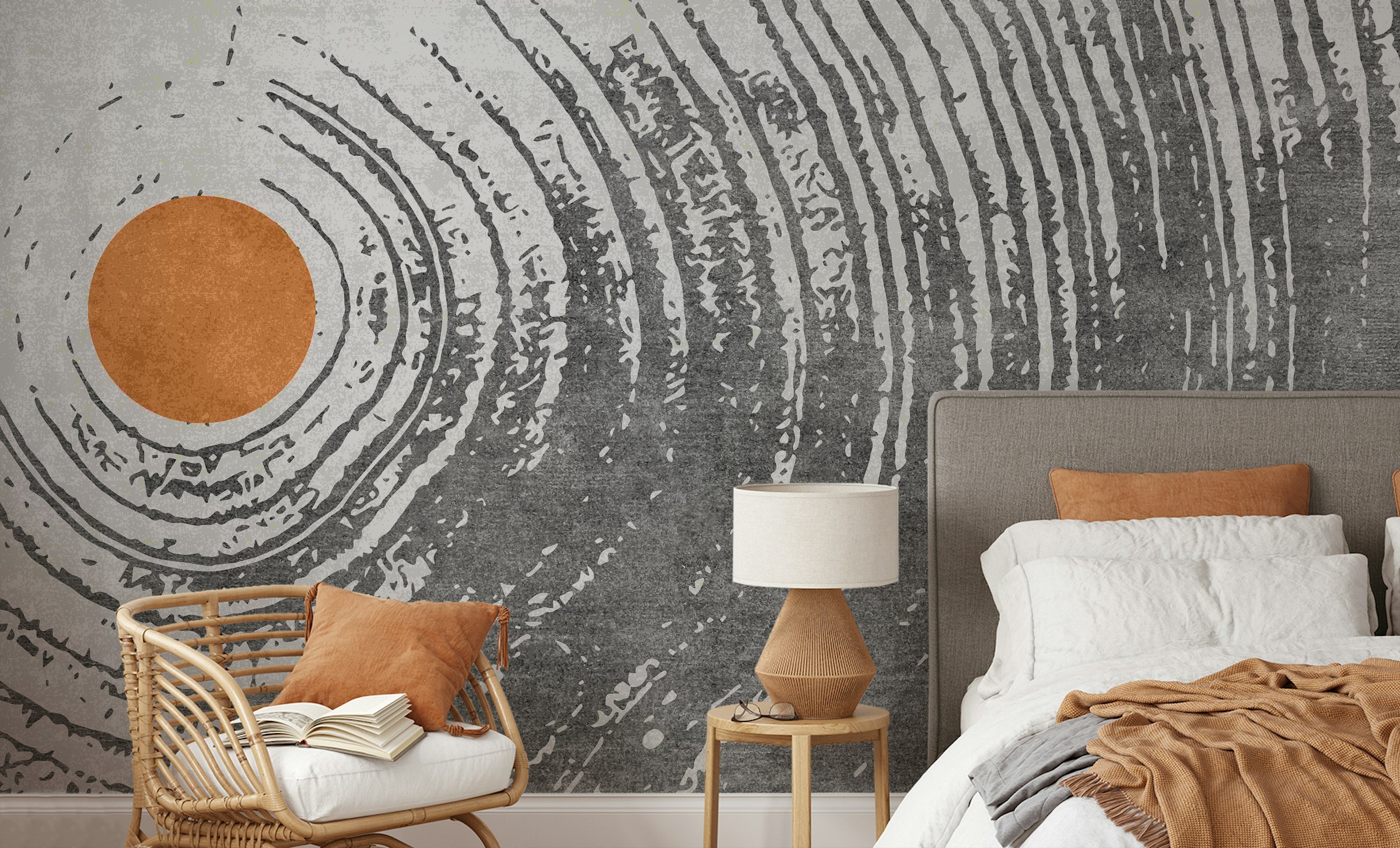 Peel and Stick Sun Centered Abstract Circular Mural