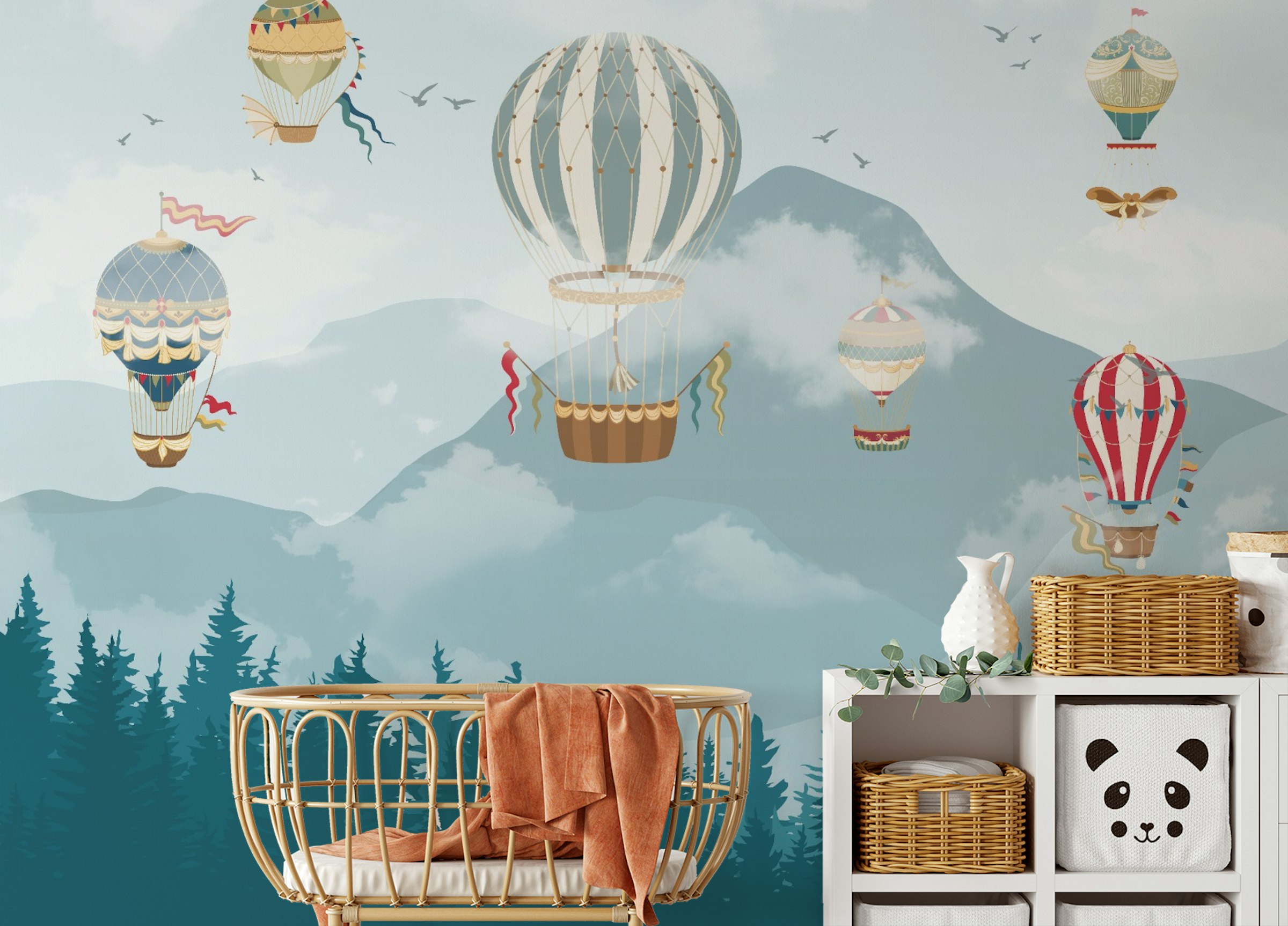 Peel and Stick Hot Air Balloons wall mural