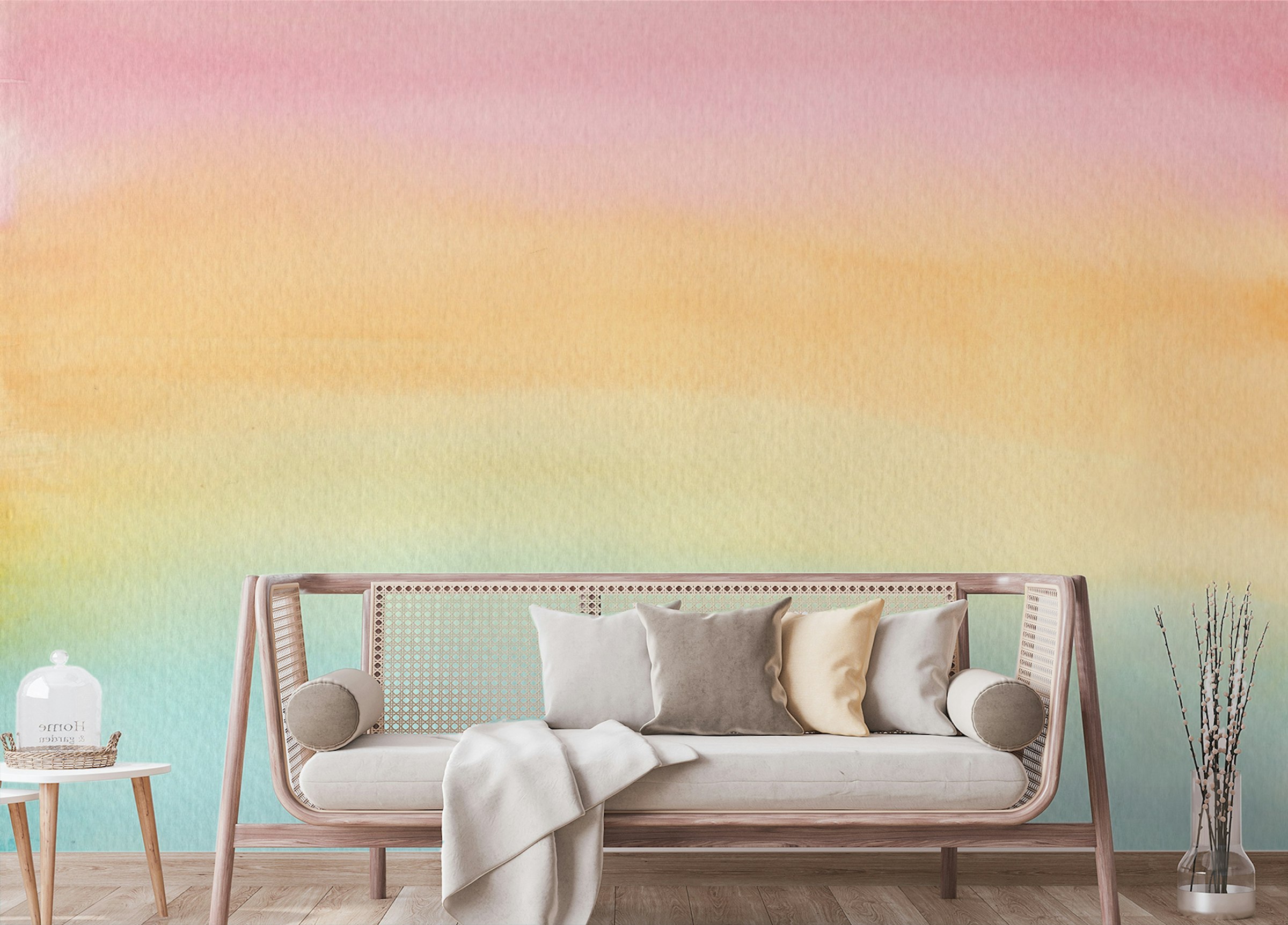 Peel and Stick Pink & Blue Ombre Watercolor Wall Mural