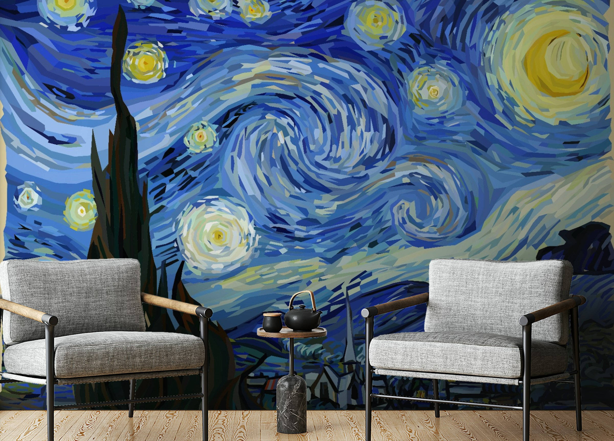 Peel and Stick Starry Night Van Gogh Design Wallpaper Mural
