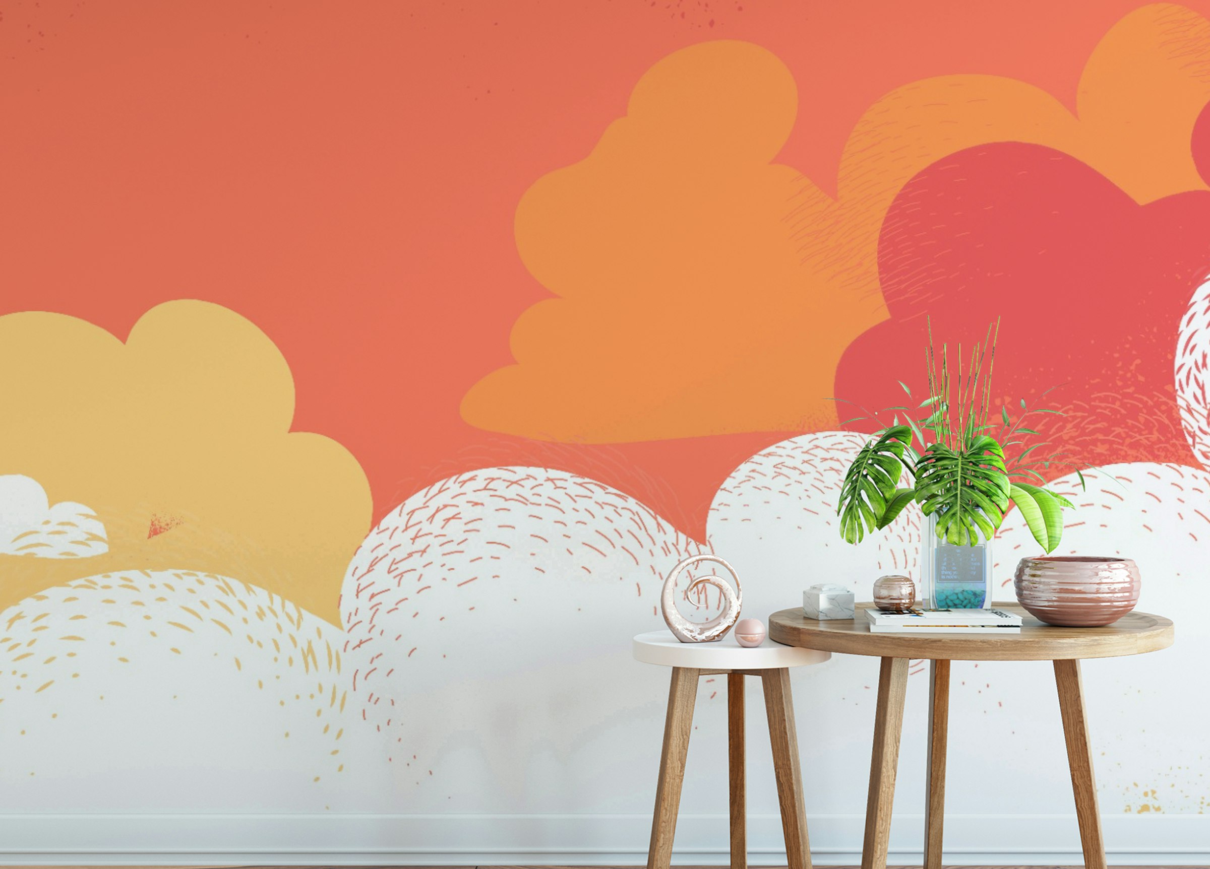Peel and Stick Abstract Clouds Vibrant Colors Design Wallpaper Murals