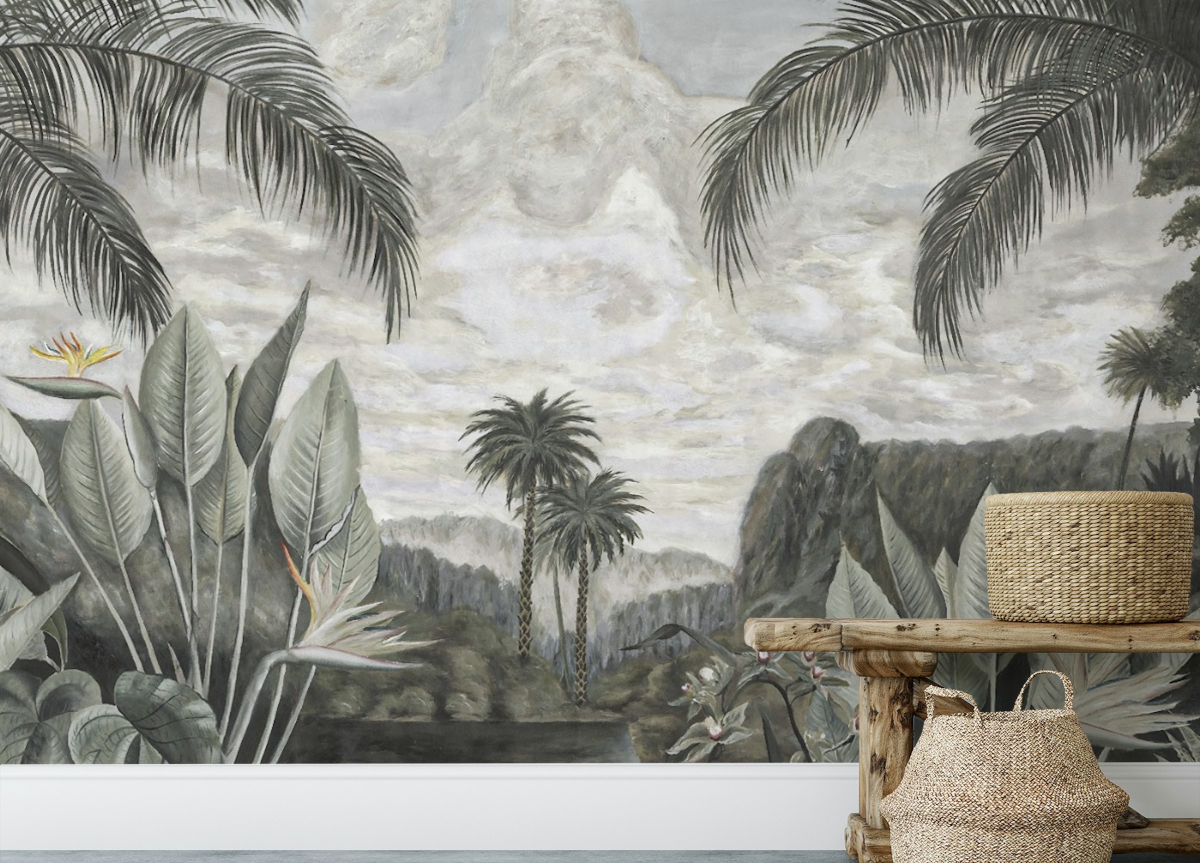 Peel and Stick Vintage Tropical Forest Leaves Wallpaper Murals
