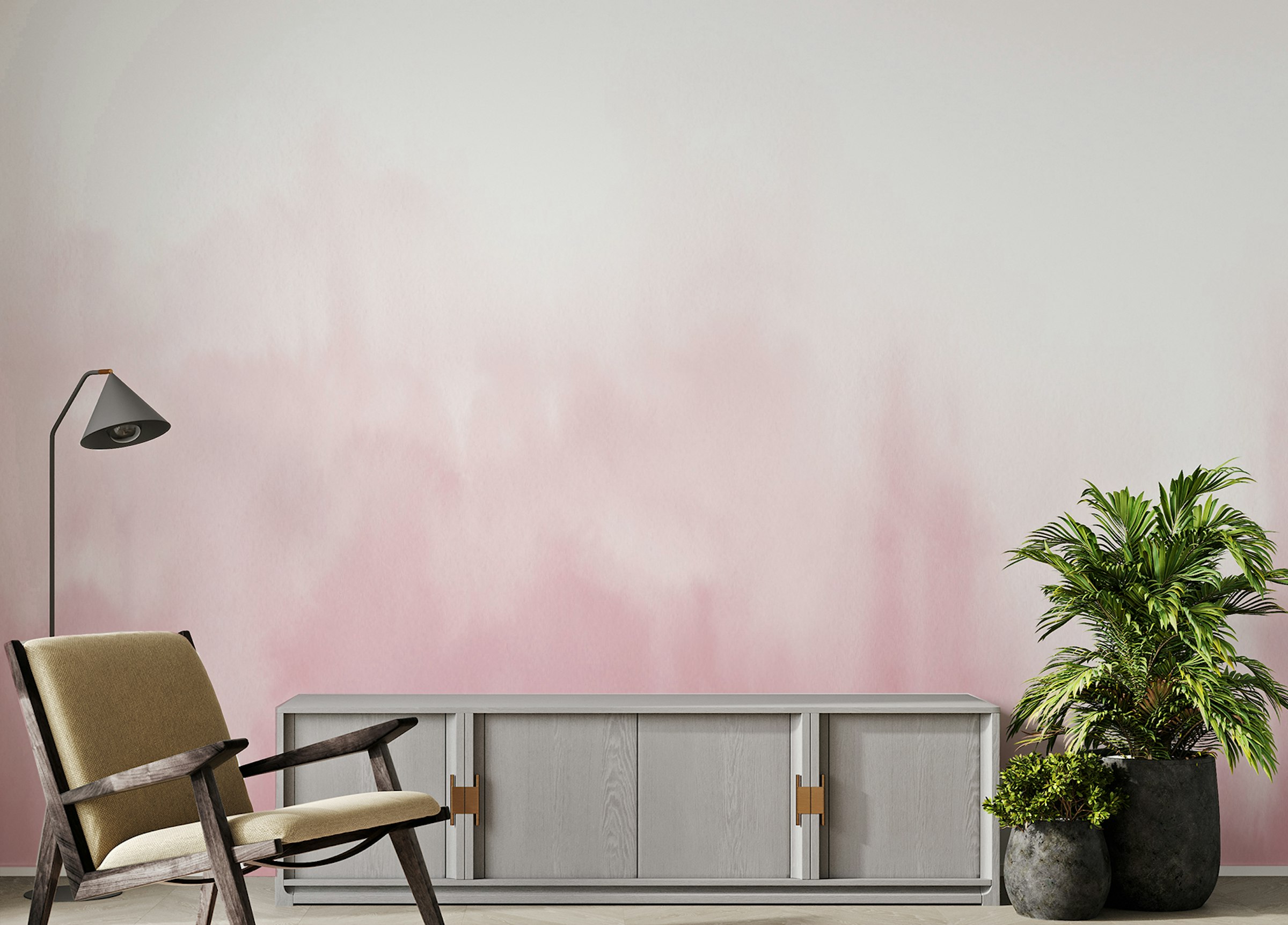 Peel and Stick Pink Watercolor Gradient Girls Room Wallpaper For Walls