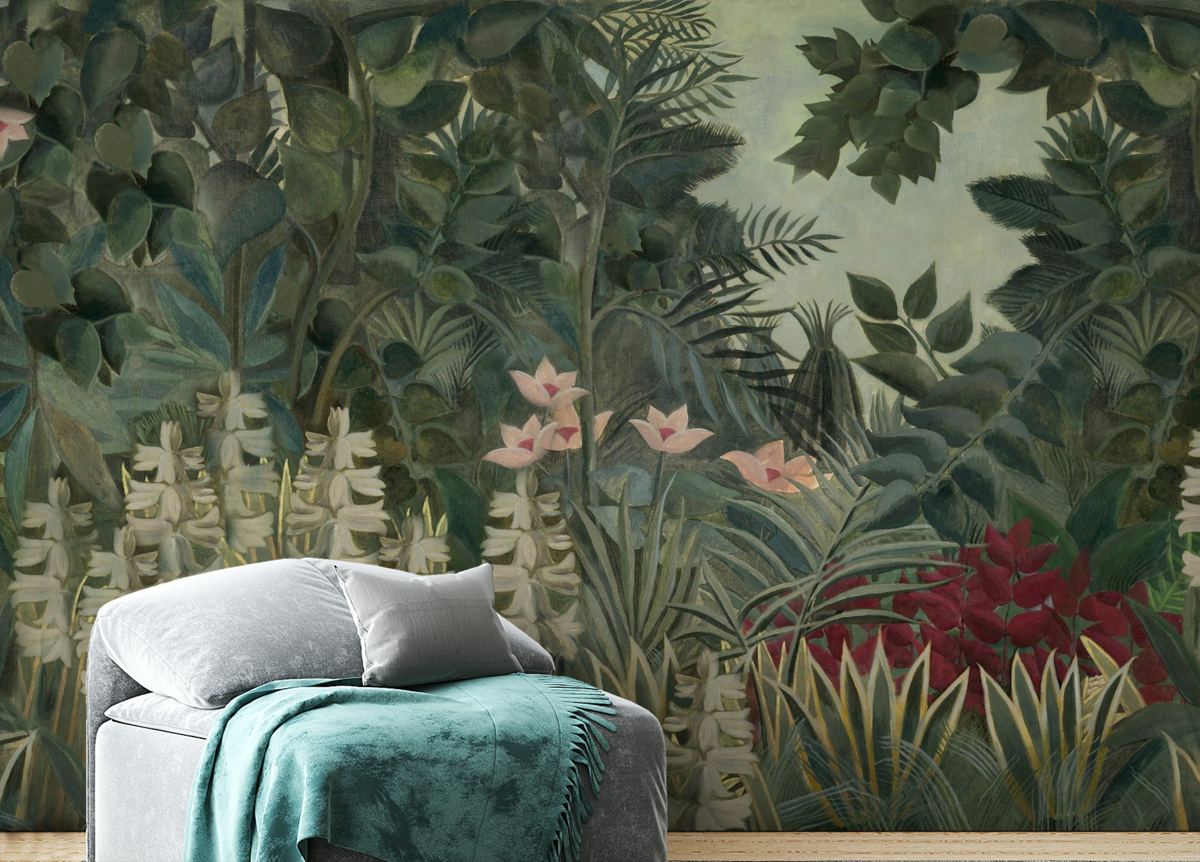 Peel and Stick Glorious Green Watercolor Painted Forest Wallpaper Murals