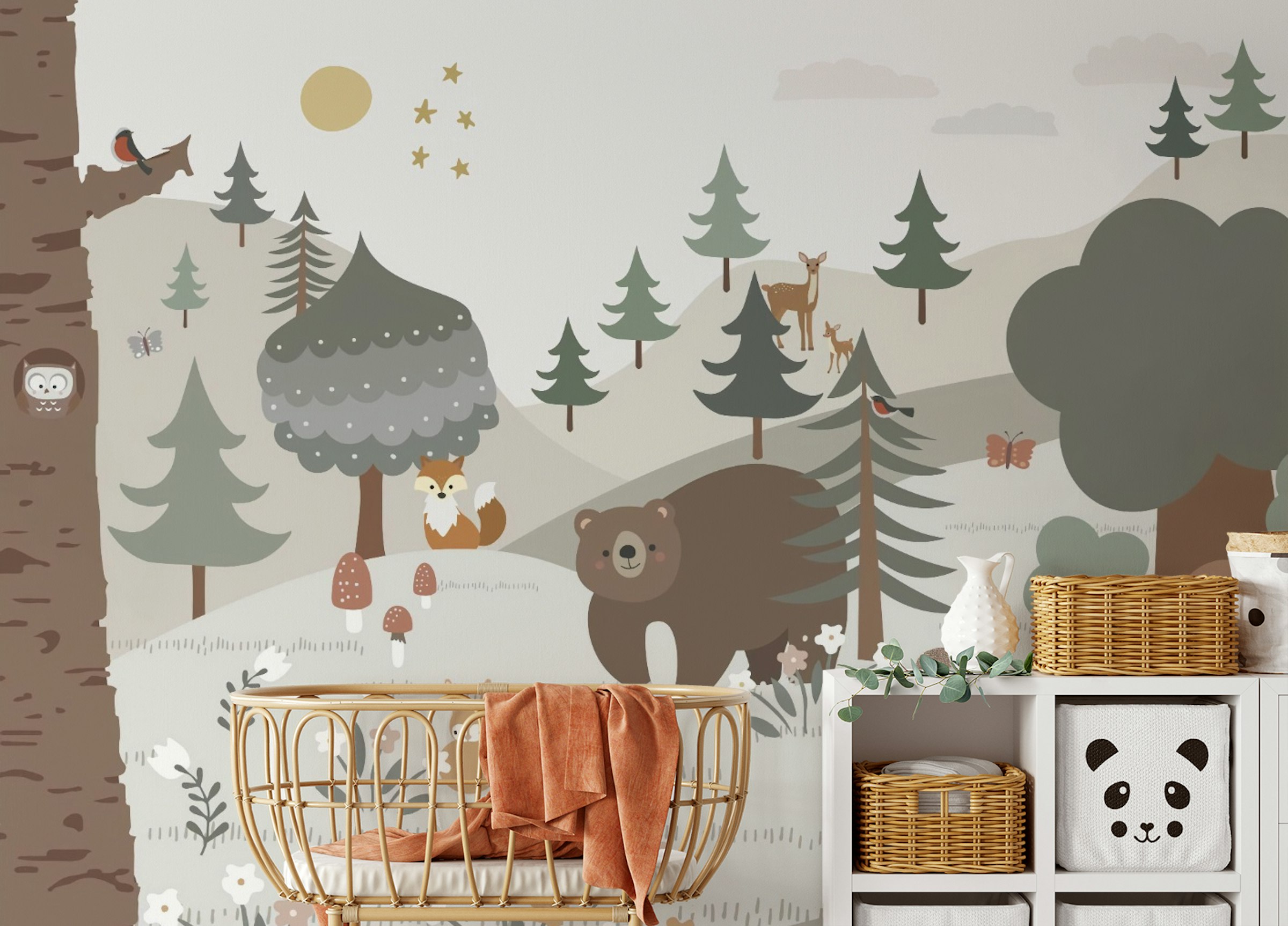 Peel and Stick Snow Forest KIds Room Wallpaper Murals
