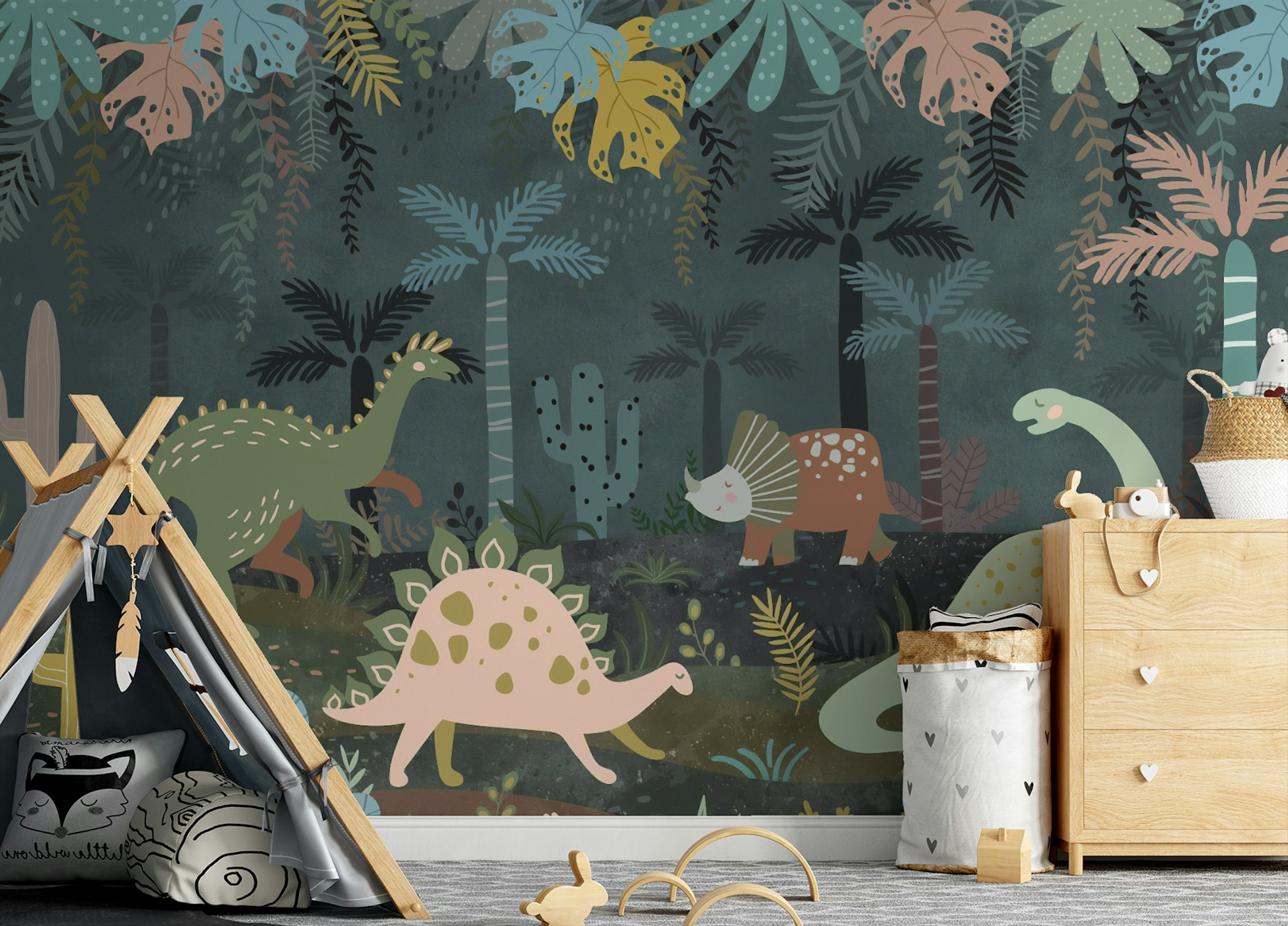 Peel and Stick Mystical Dino Nightscapes Wall Murals