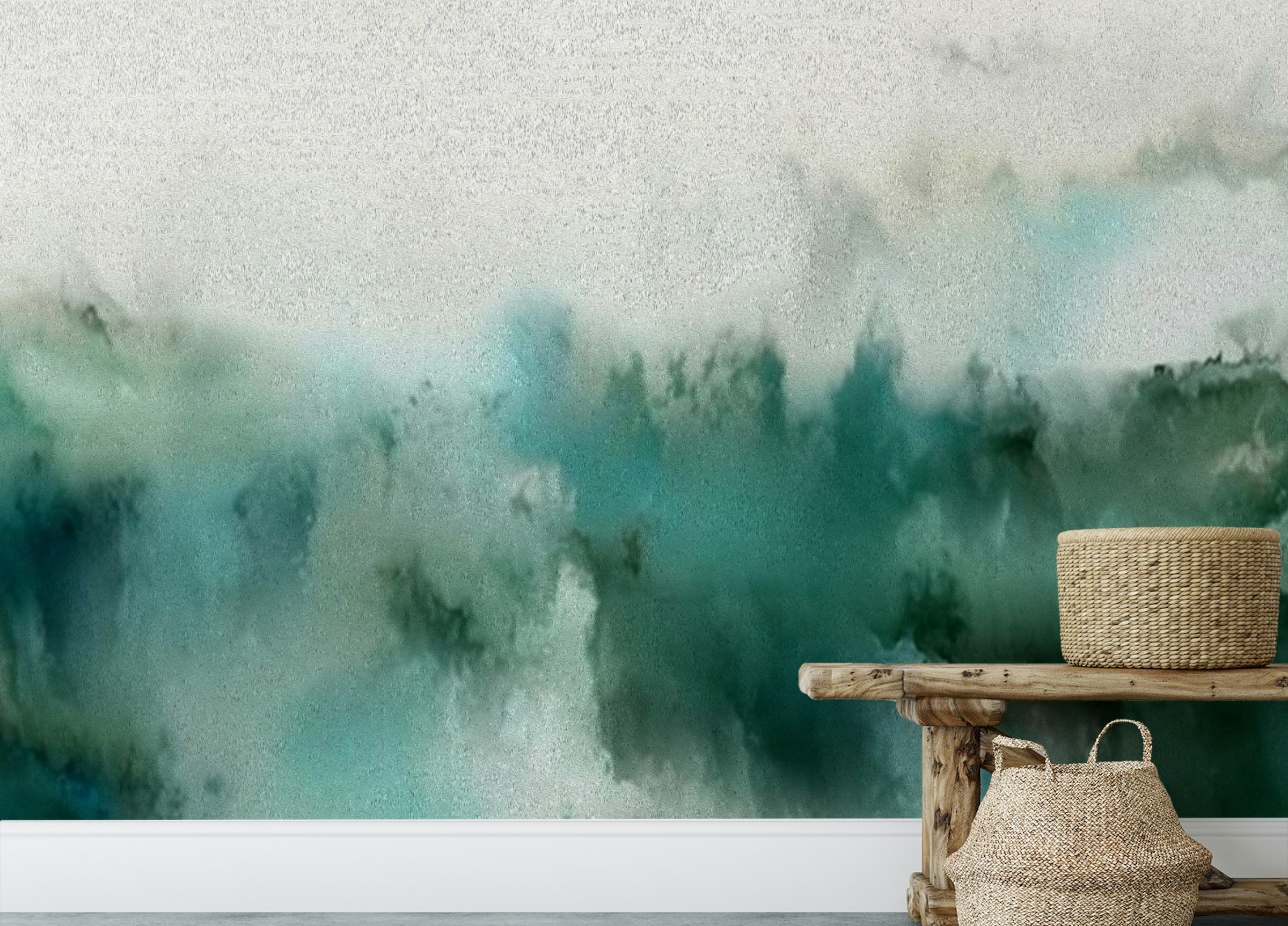Peel and Stick Turquoise Brushstrokes Bliss Wall Murals