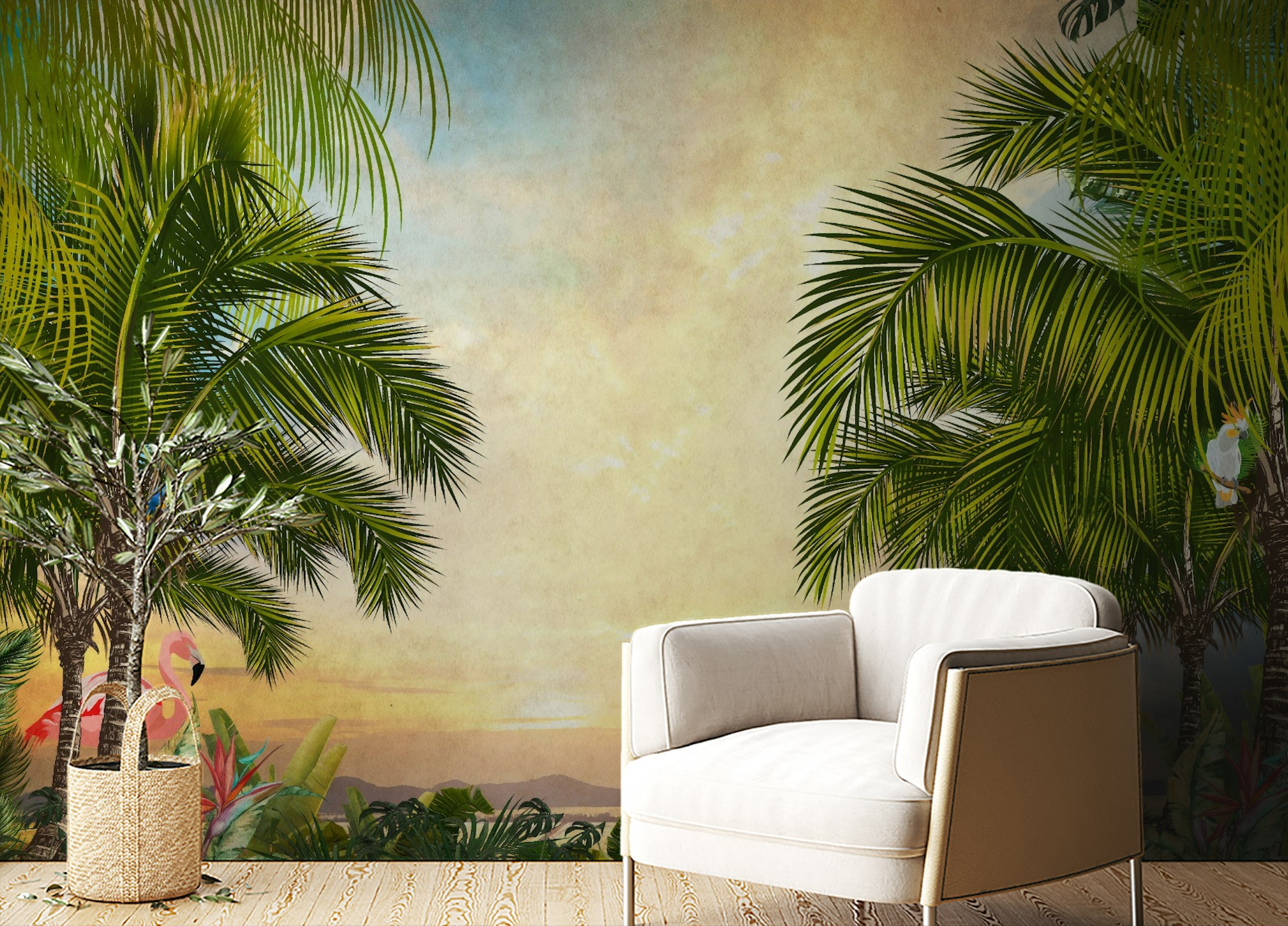 Peel and Stick Green Tree Forest Sunset Wallpaper Wall Murals
