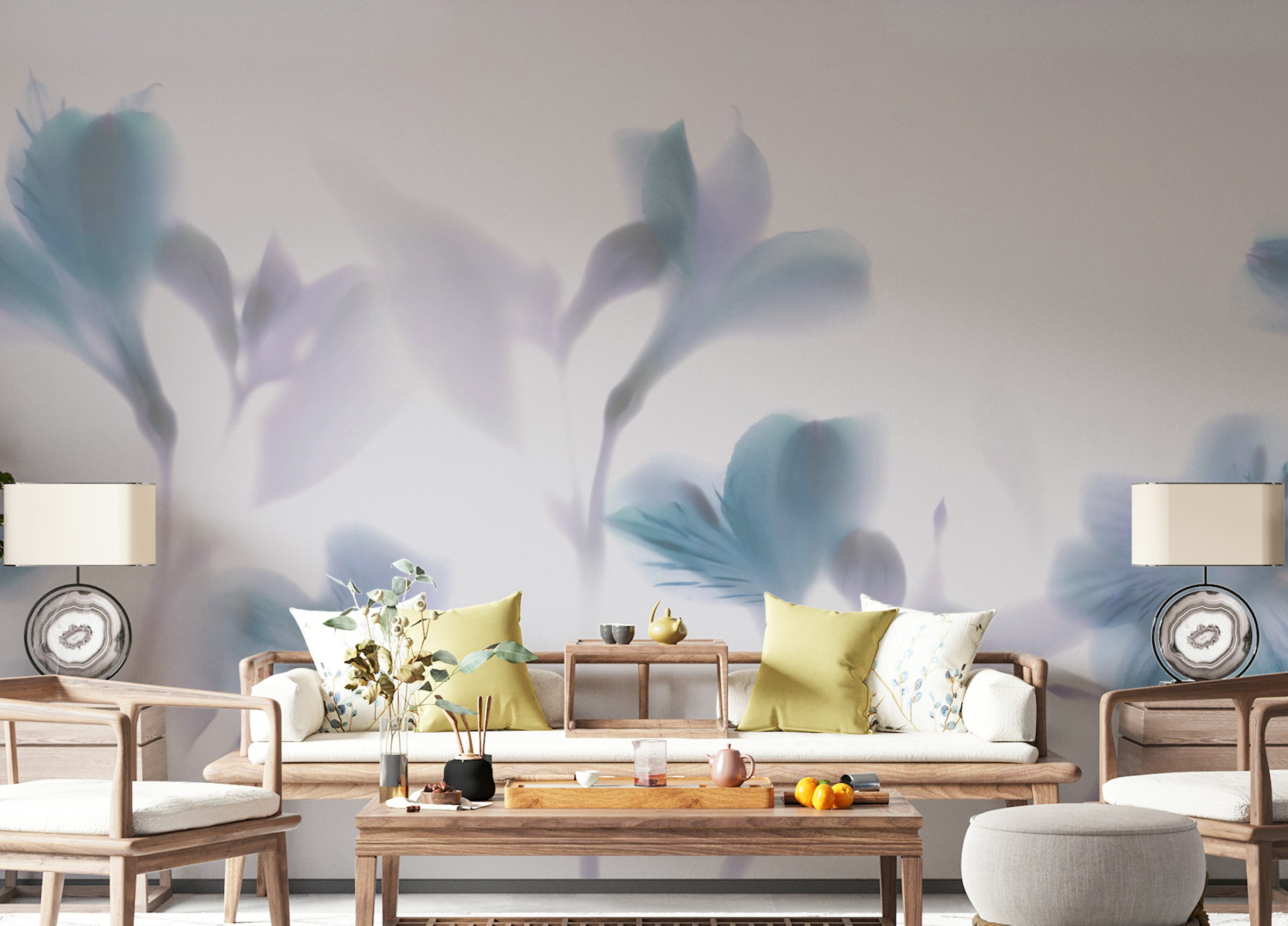 Peel and Stick Misty Blue Orchids Wallpaper Murals