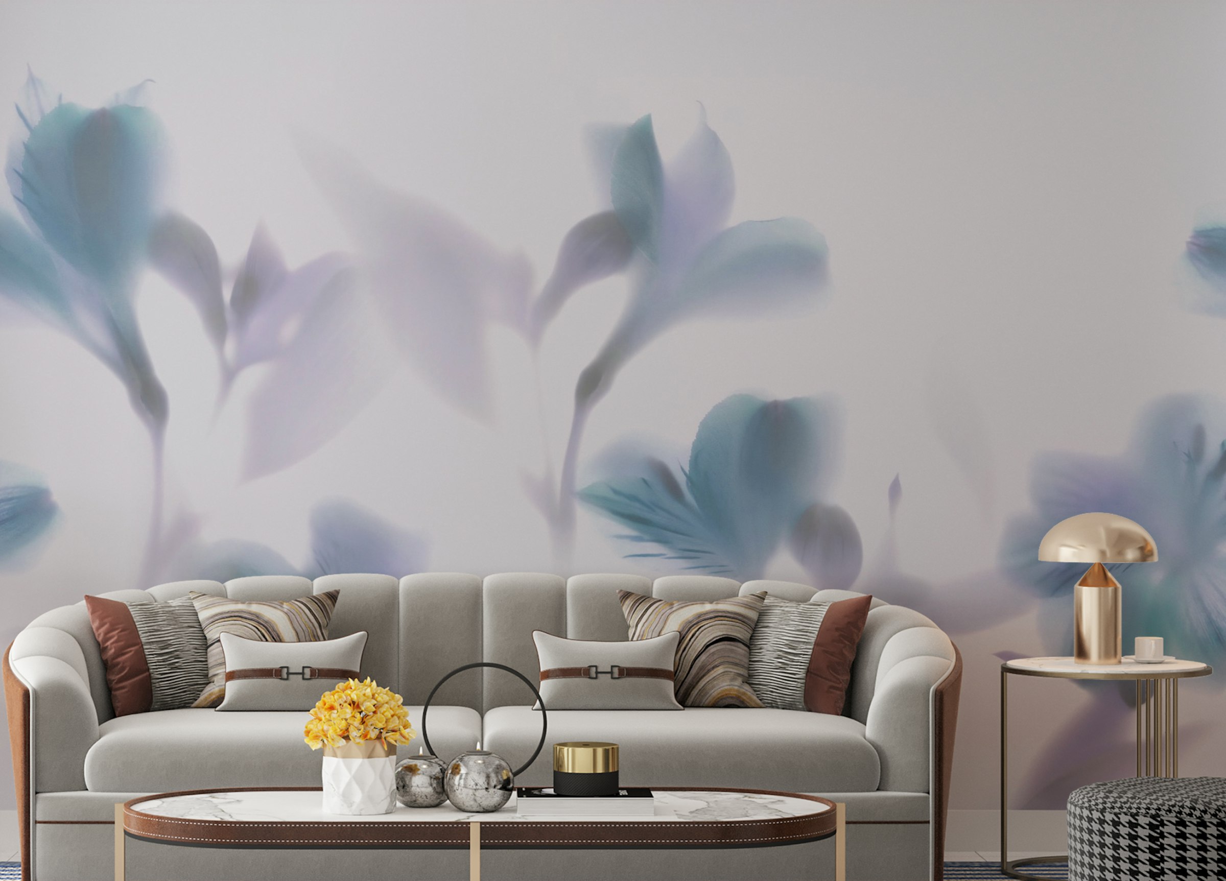 Custom made Misty Blue Orchids Wallpaper Murals