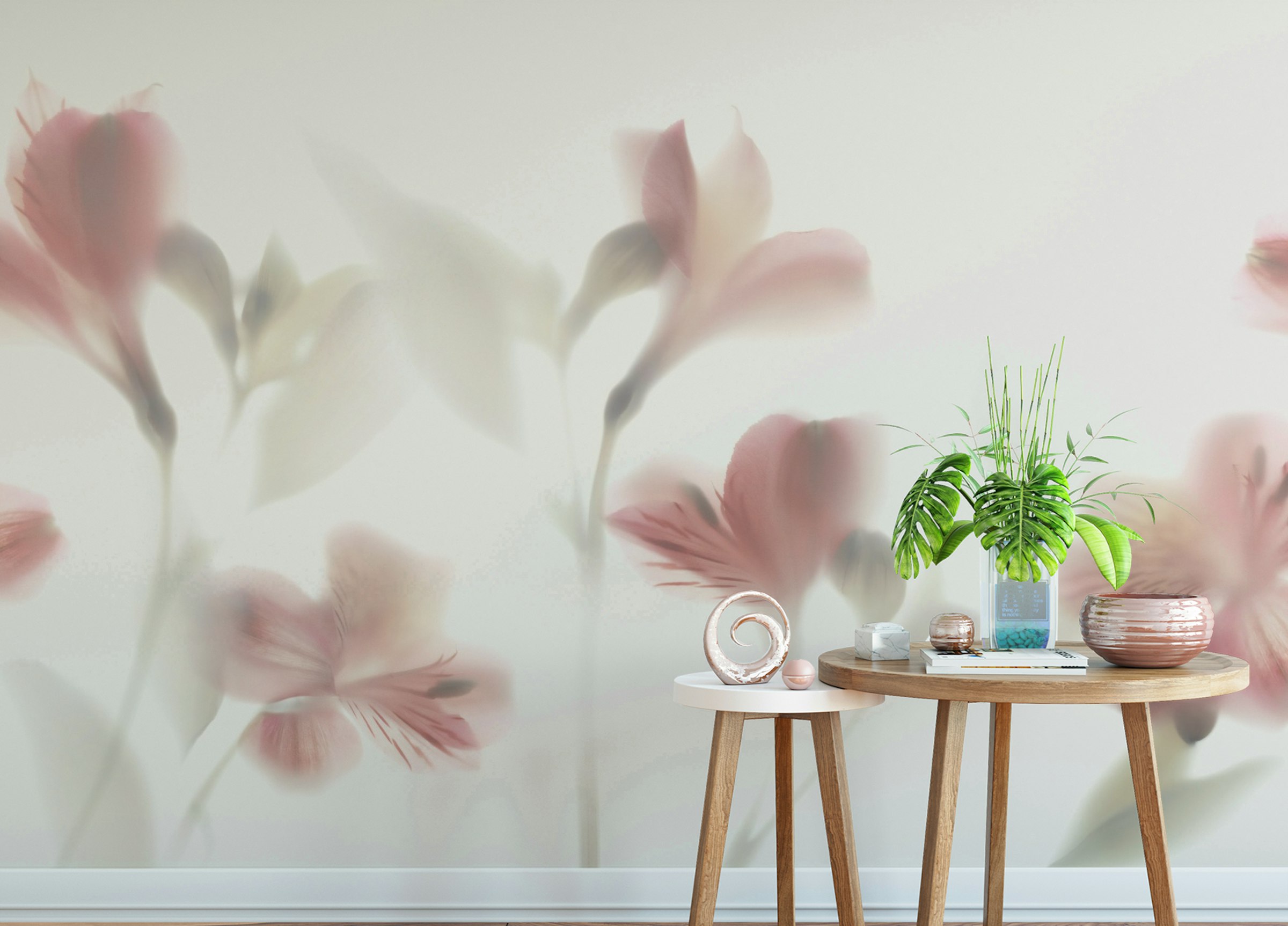 Peel and Stick Pink Pastel Flower Wall Murals
