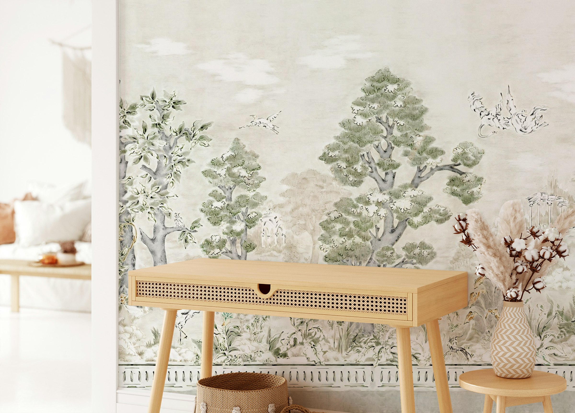 Custom made Pastel Tree Canopy Wallpaper Murals