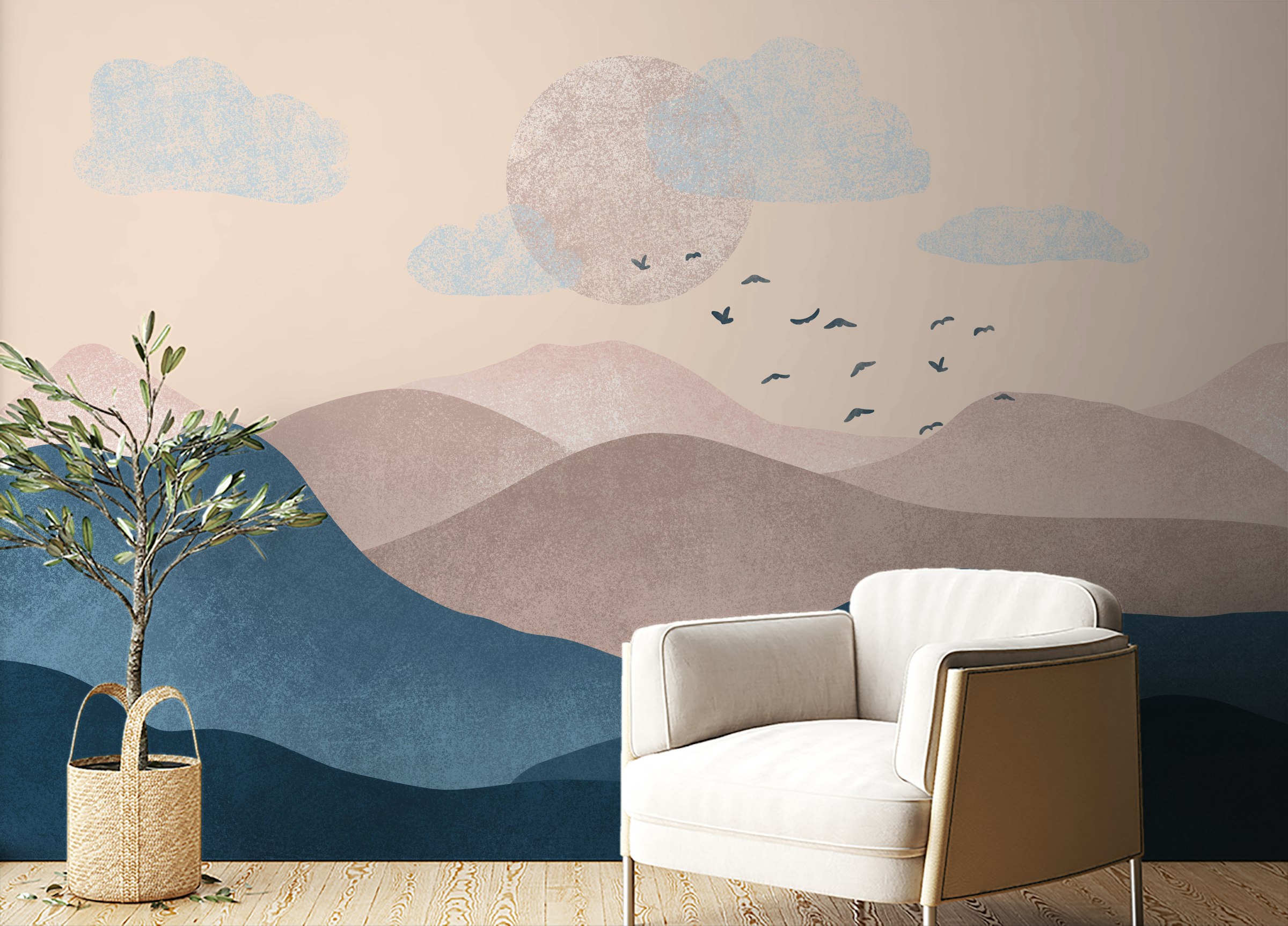 Peel and Stick Pastel Mountain Shades Wall Murals