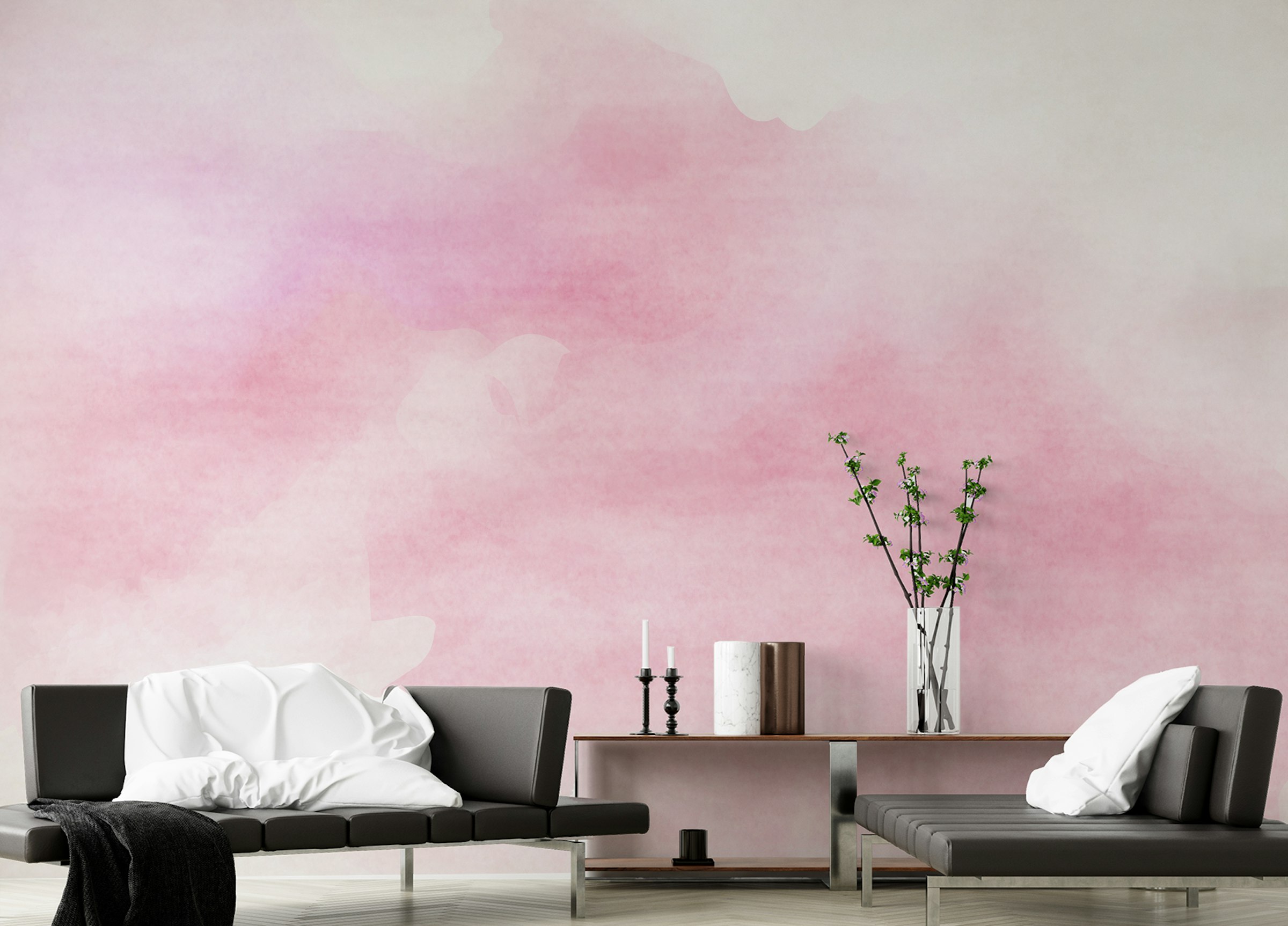 Peel and Stick Pink Watercolor Brushstrokes Wall Murals