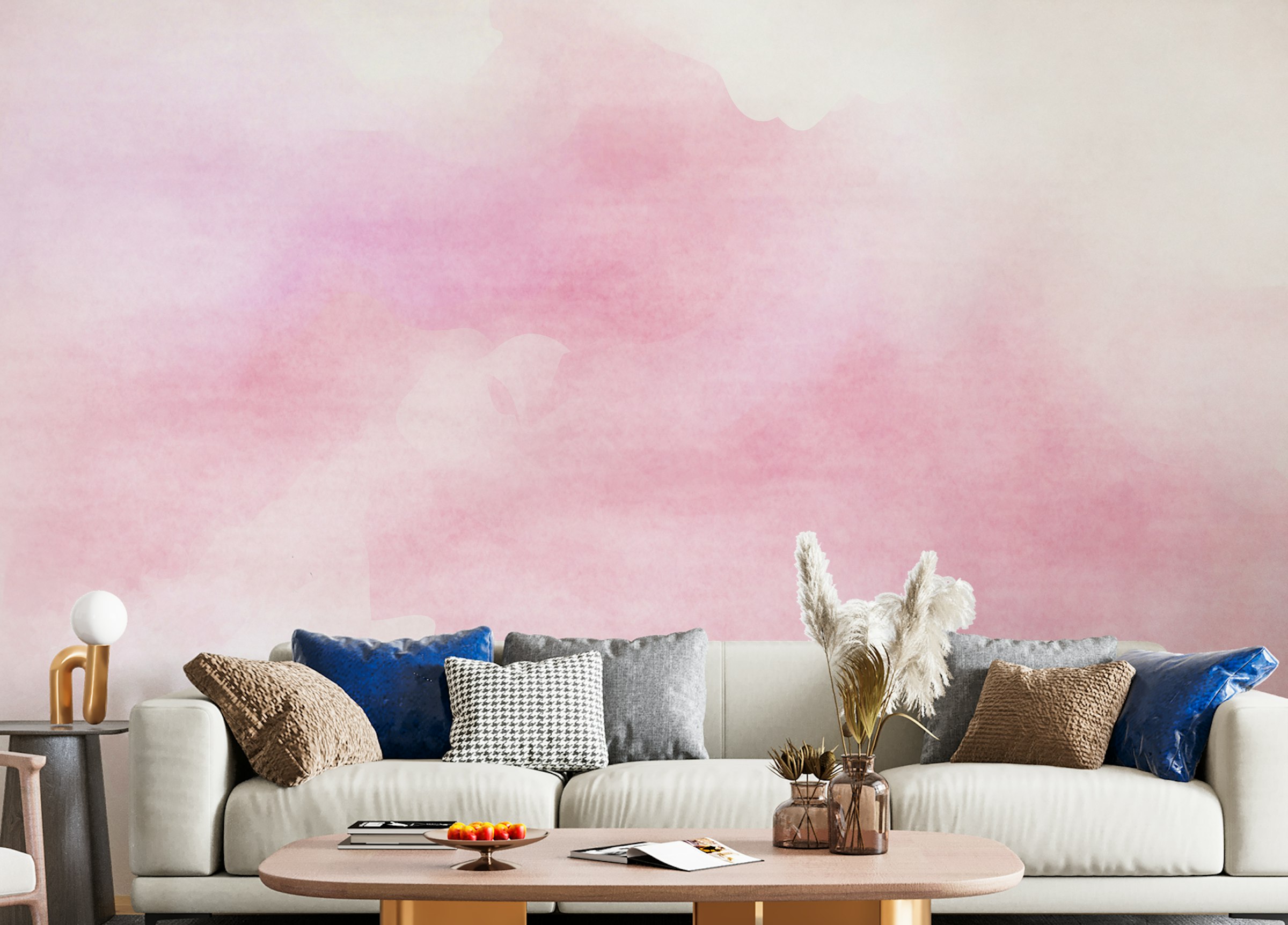 Custom made Pink Watercolor Brushstrokes Wall Murals