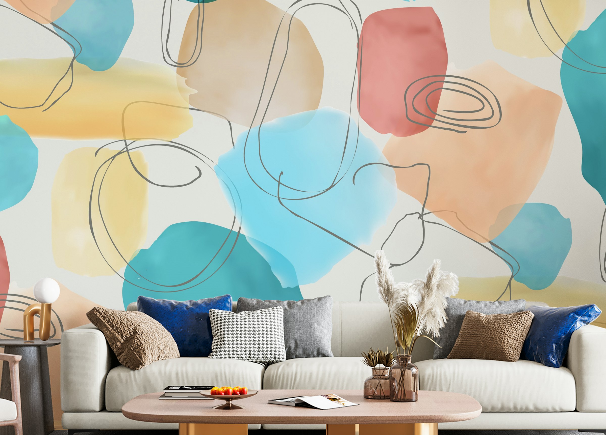Custom made Abstract Design in Watercolor Wall Murals
