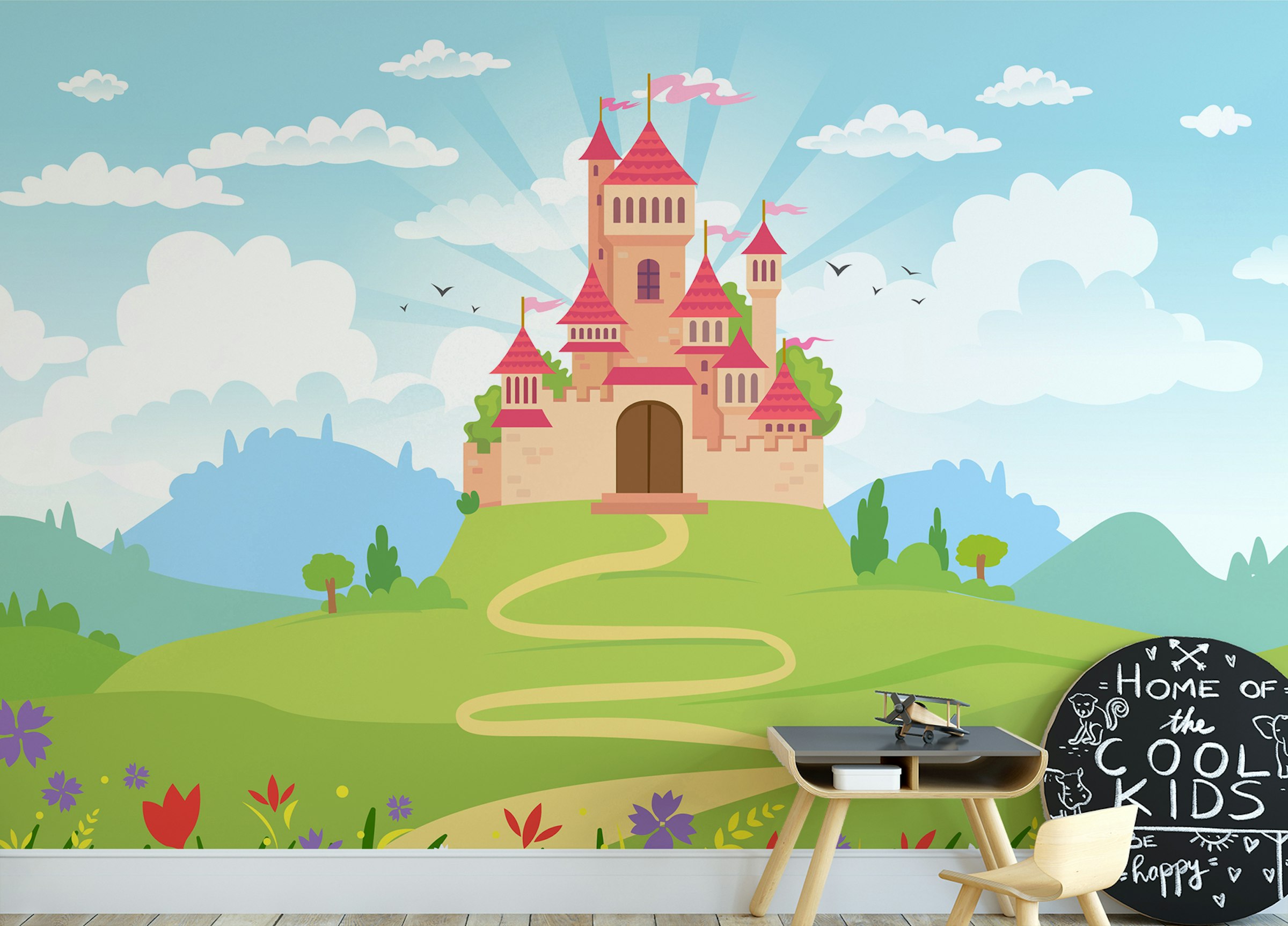 Peel and Stick Fairytale Princess Castle Wallpaper Mural