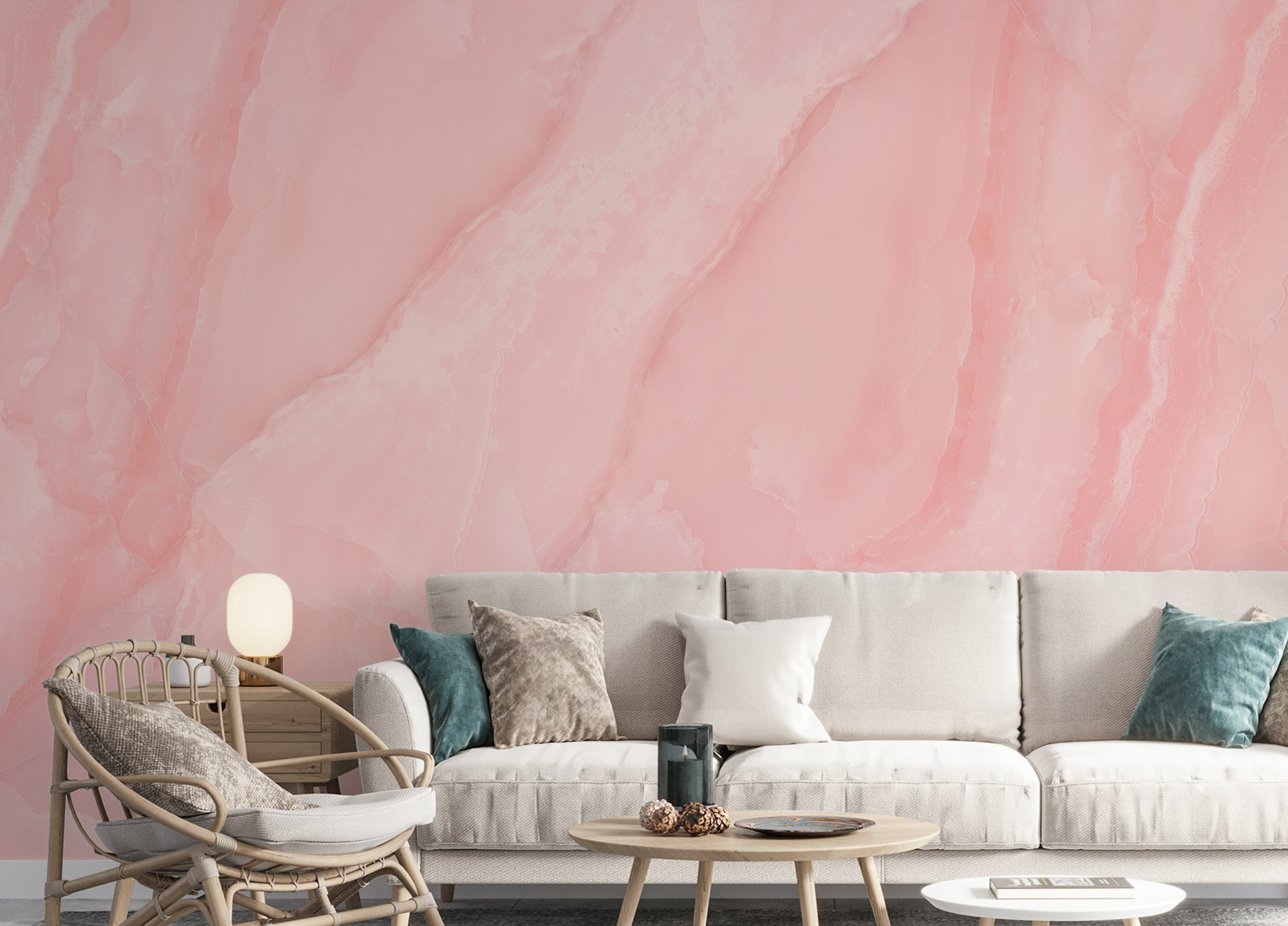 Peel and Stick Rose Quartz Marble Wallpaper Murals