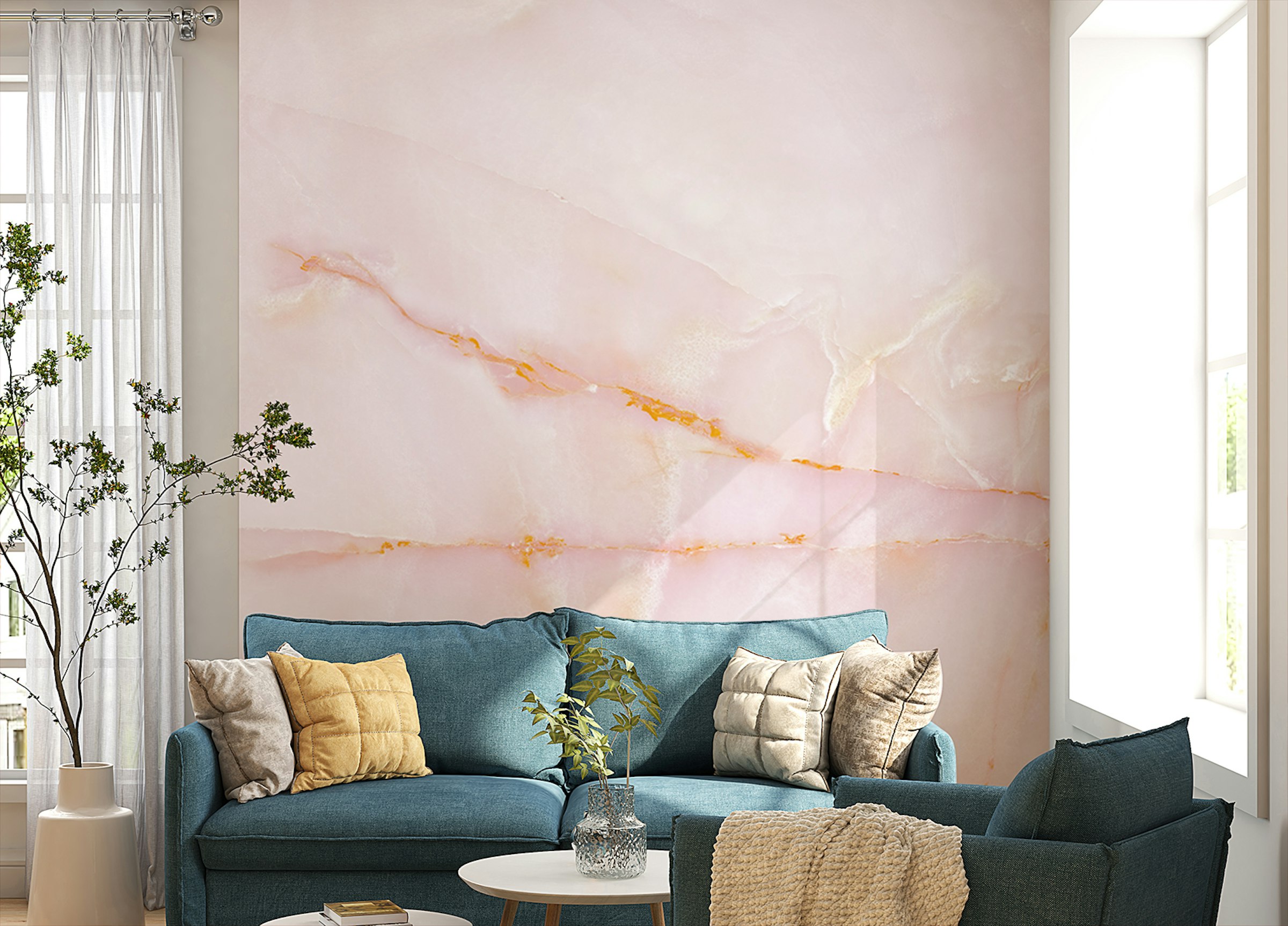 Custom made Blushing Pink Onyx Marble Wallpaper Murals