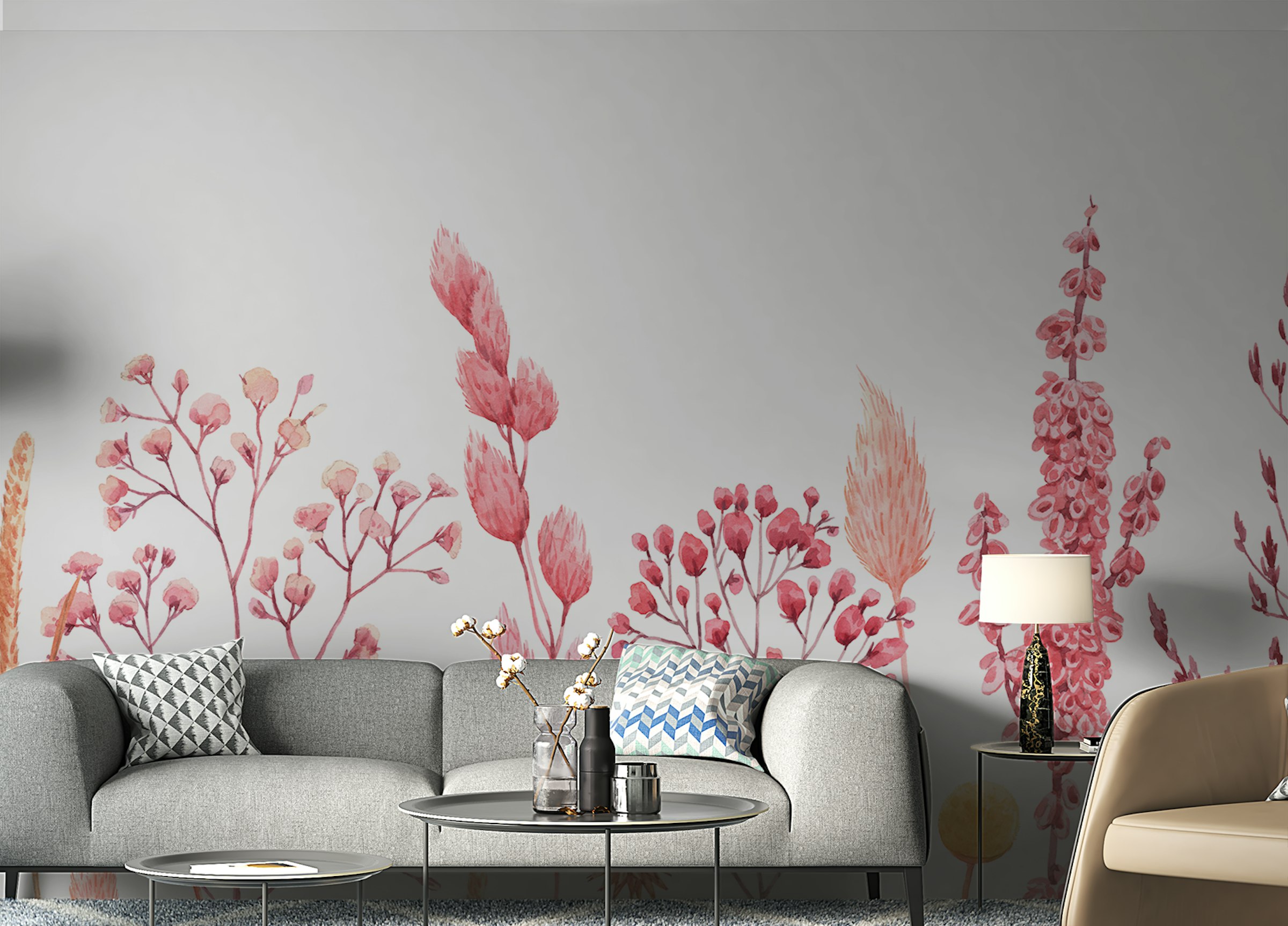 Peel and Stick Natures Canvas Dried Flower Wall Mural