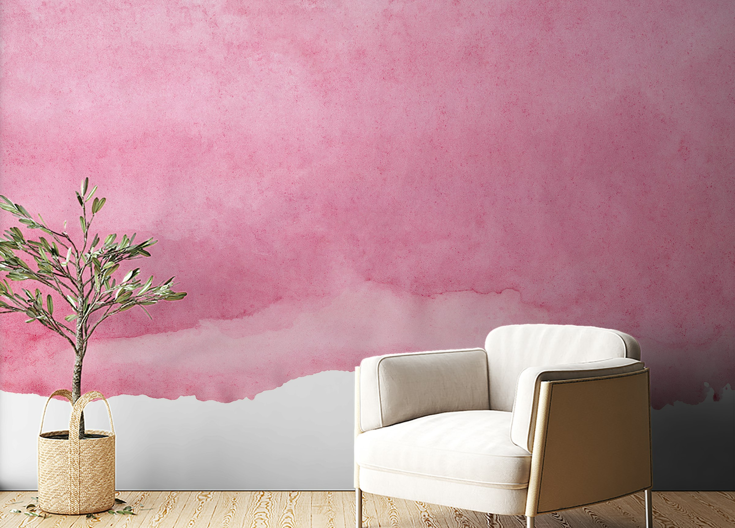 Peel and Stick Romantic Watercolor Pink Shades Wallpaper Mural