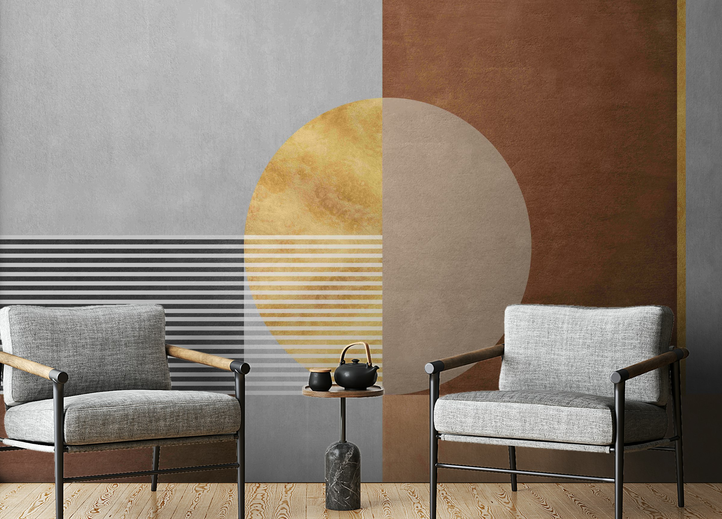 Peel and Stick Abstract Geometric Shapes Wall Mural