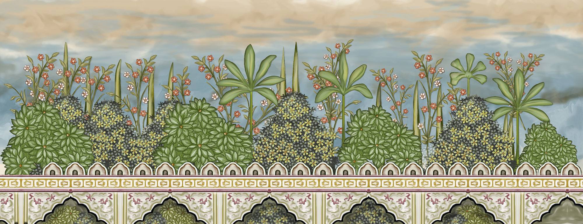 Mughal Palace Art Wallpaper  Myindianthings