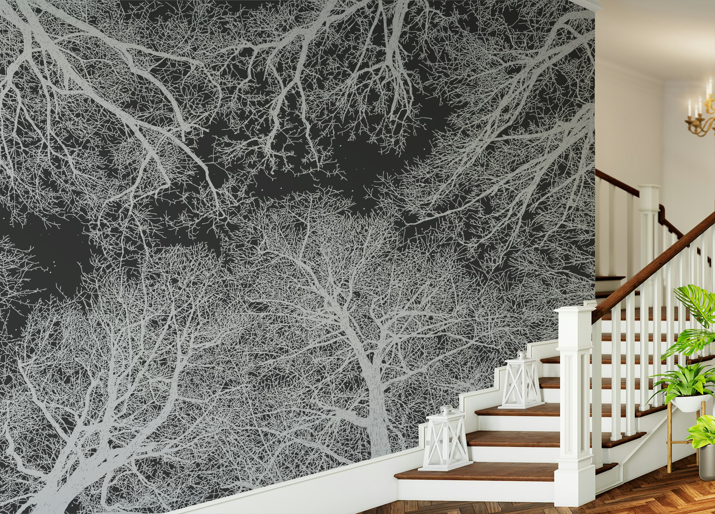 Custom made Intricate Tree Silhouette Wall Mural