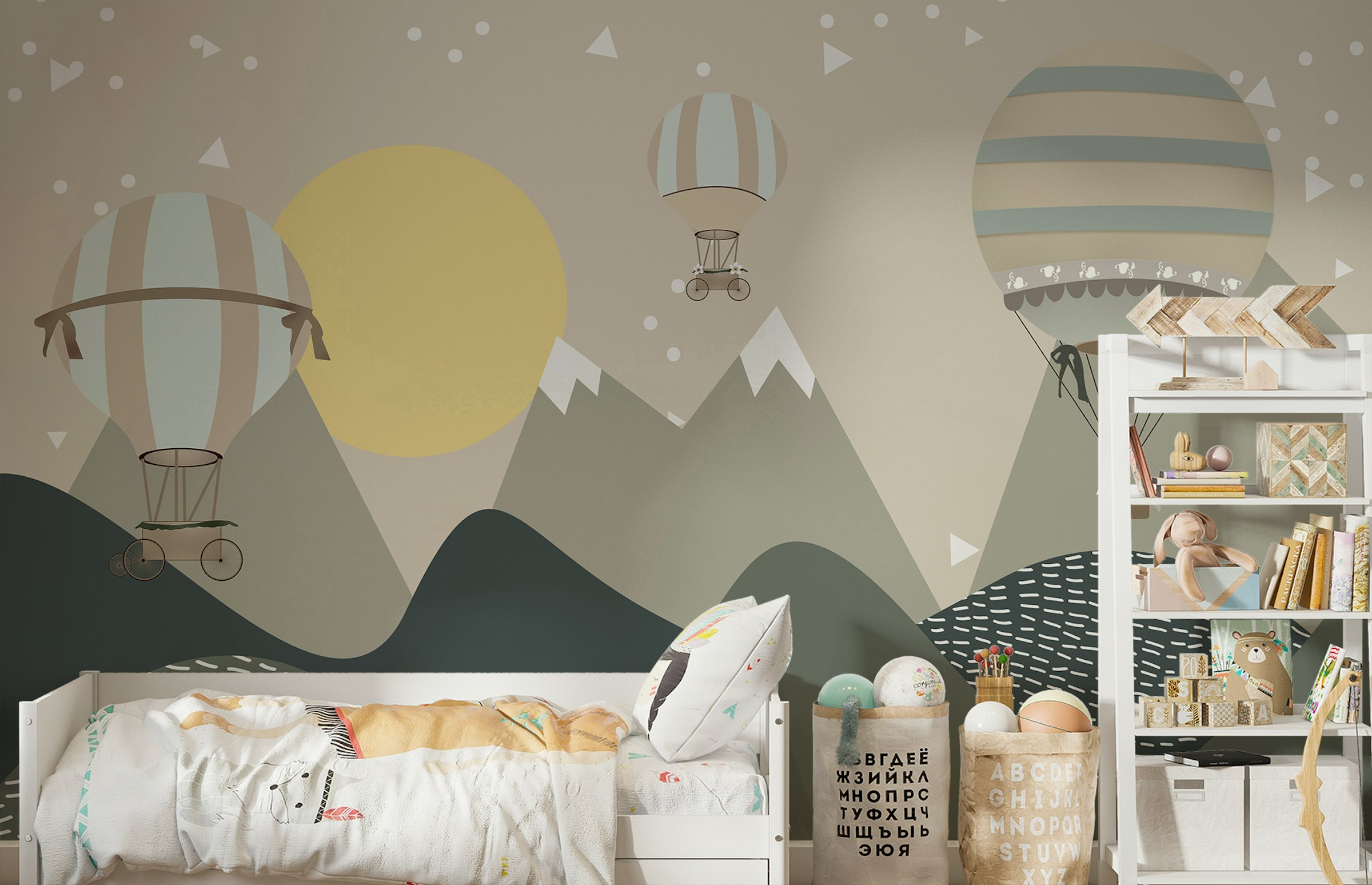 Custom made Moonbeam Balloon Adventure Wallpaper Murals