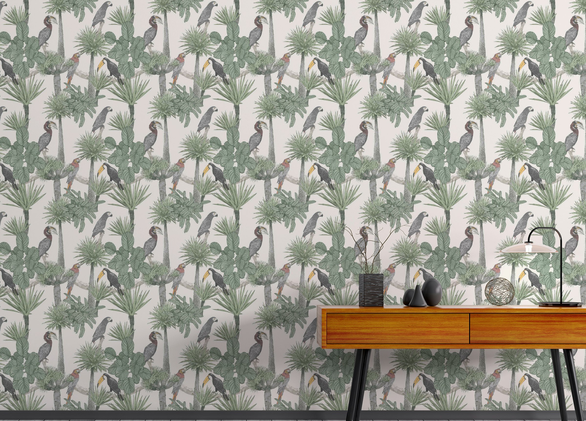 Peel and Stick Tropical Toucan Pattern Wall Mural