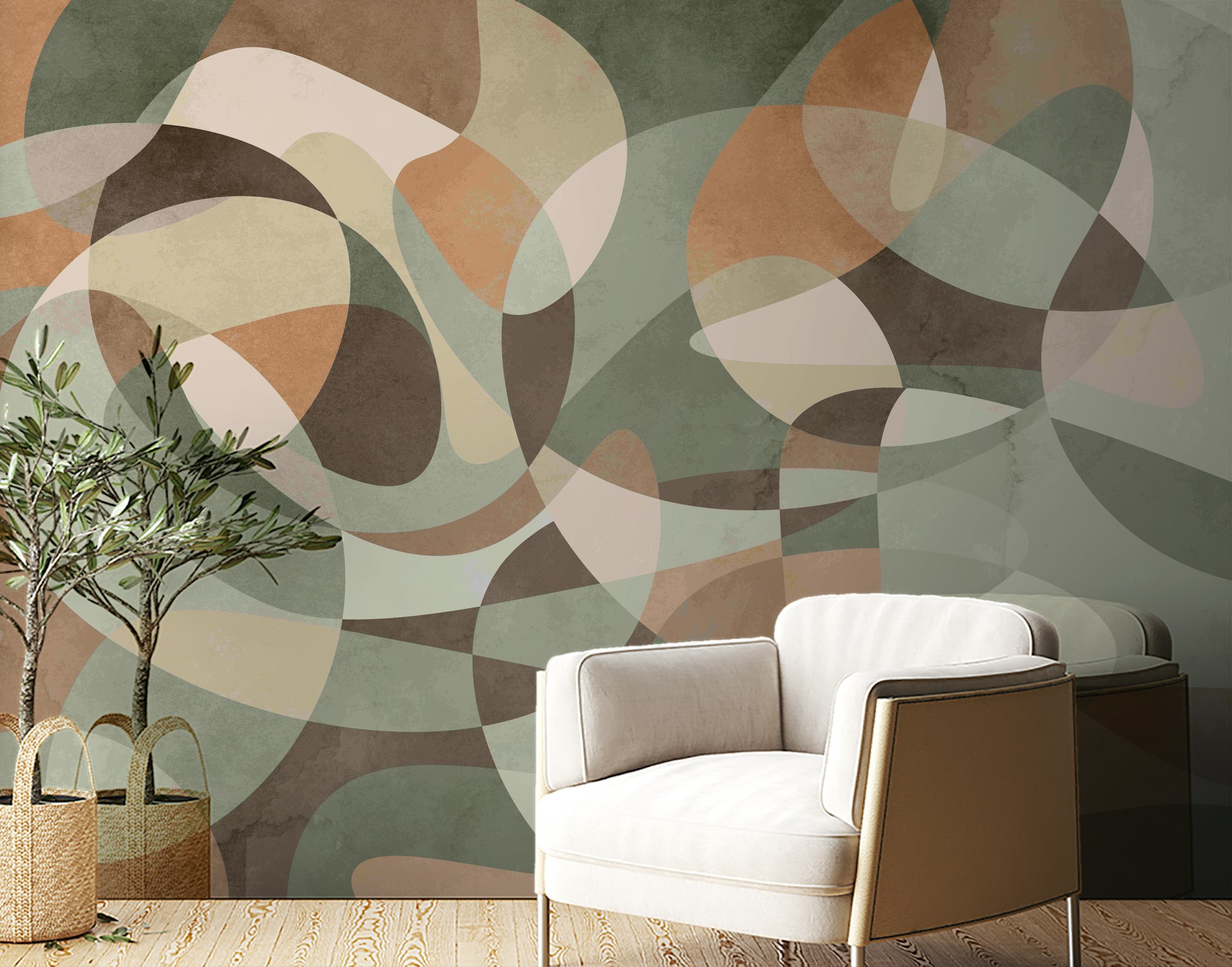 Peel and Stick Earth Tones Geometric Wallpaper