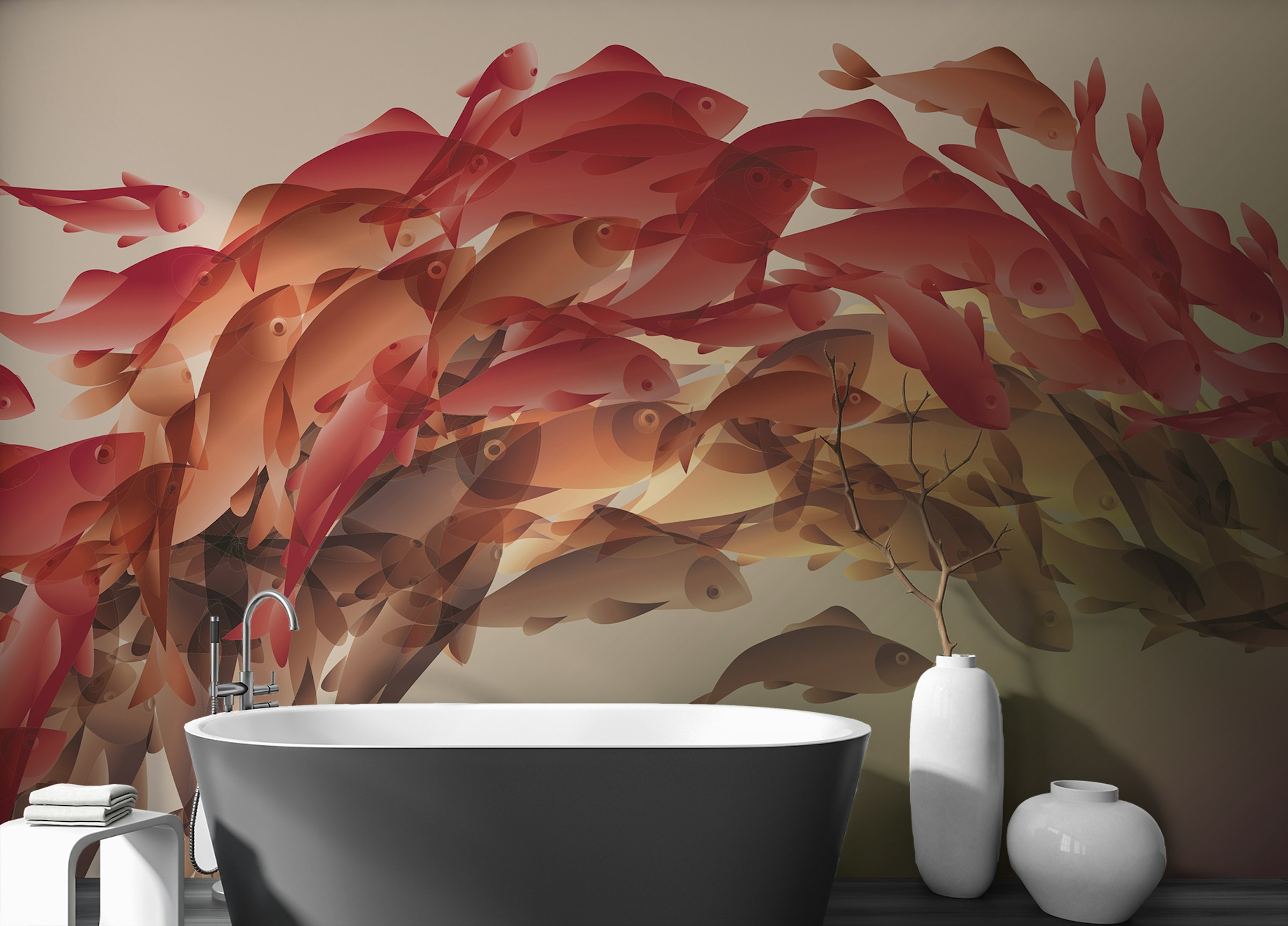 Peel and Stick Abstract Koi Reflections Wallpaper Murals