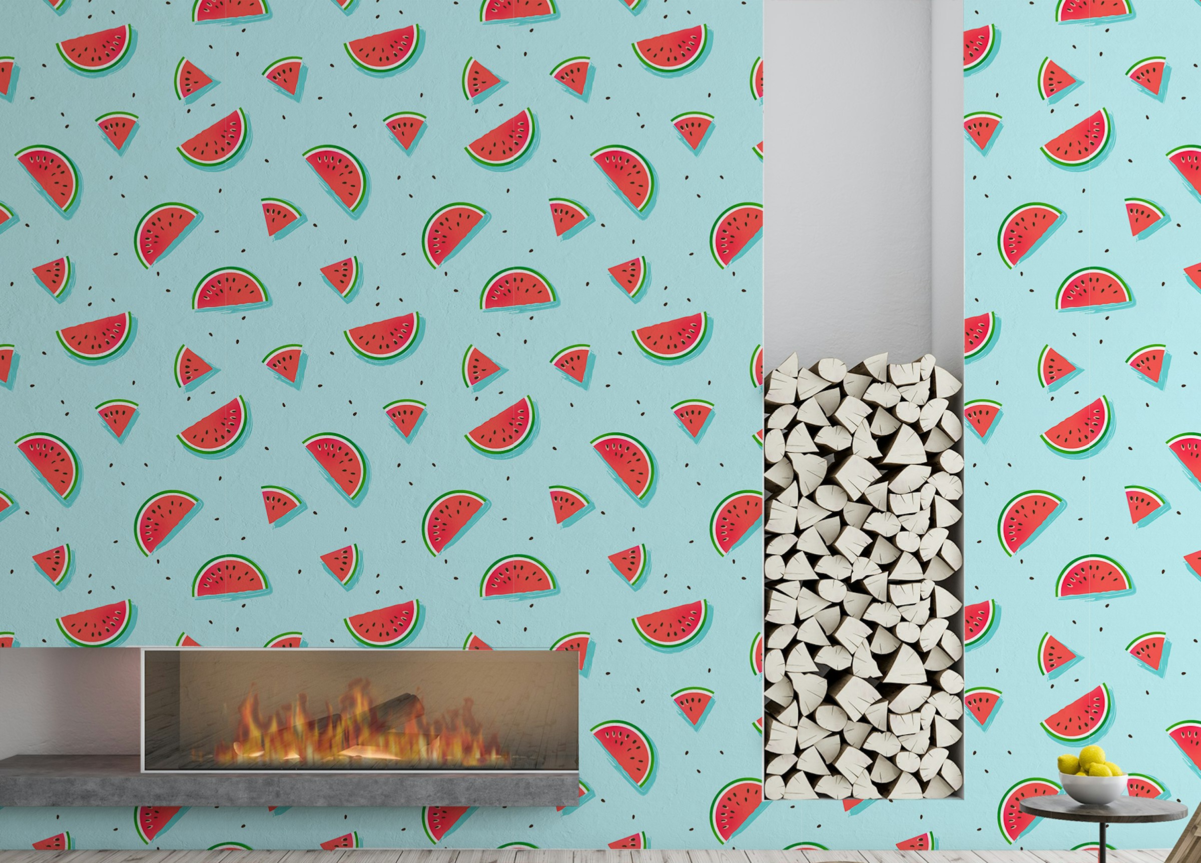 Custom made Watermelon Fruit Repeat Pattern Wallpaper