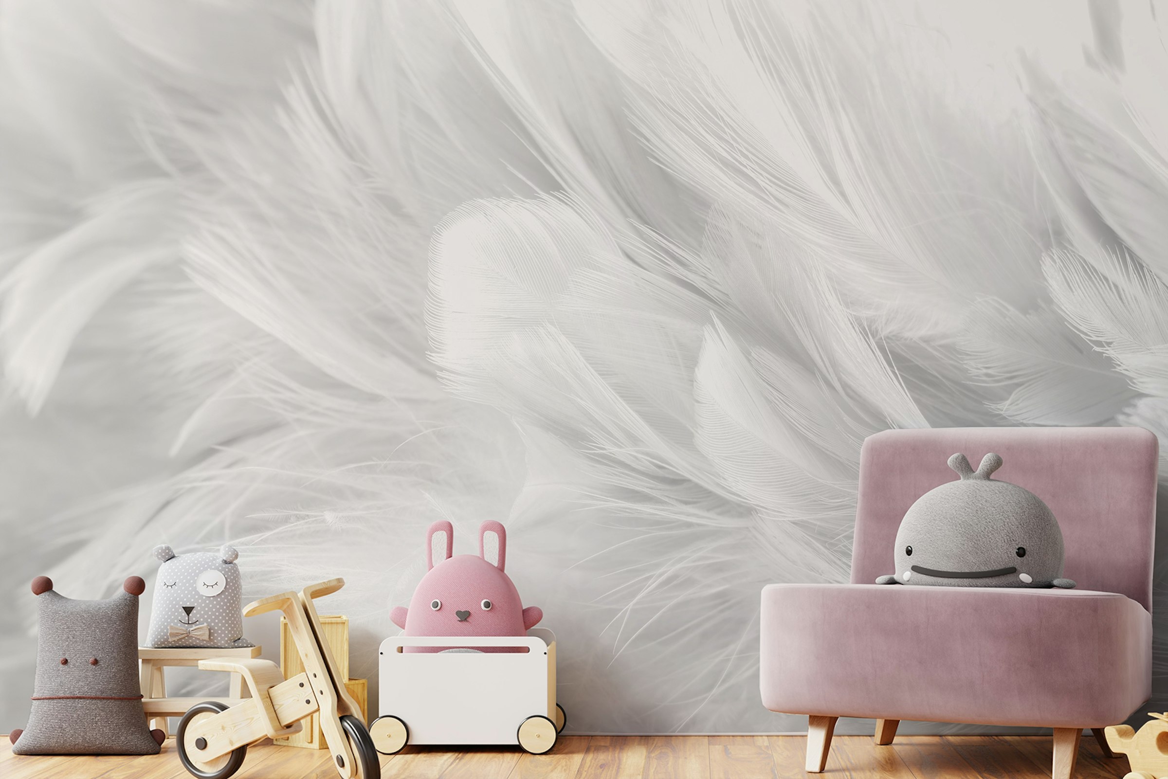 Peel and Stick Beautiful White Feather Texture Wall Murals