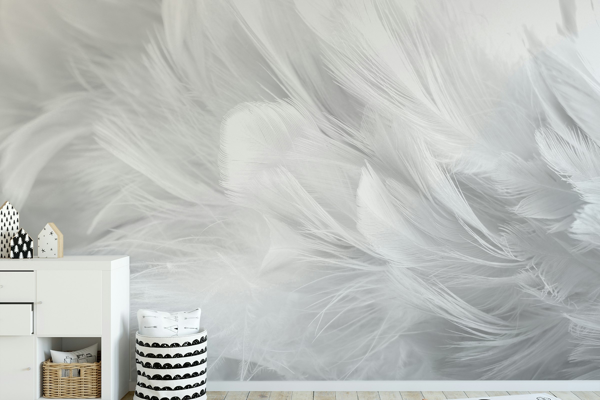 Custom made Beautiful White Feather Texture Wall Murals