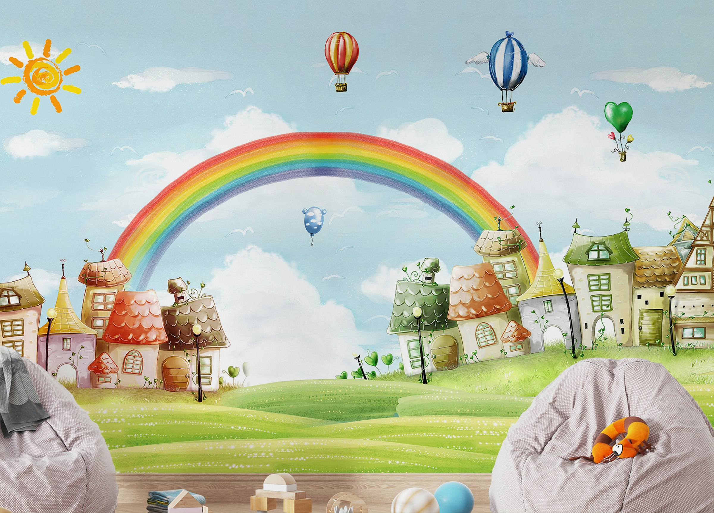 Custom made Rainbow & Balloons in Kids Fantasy City Murals