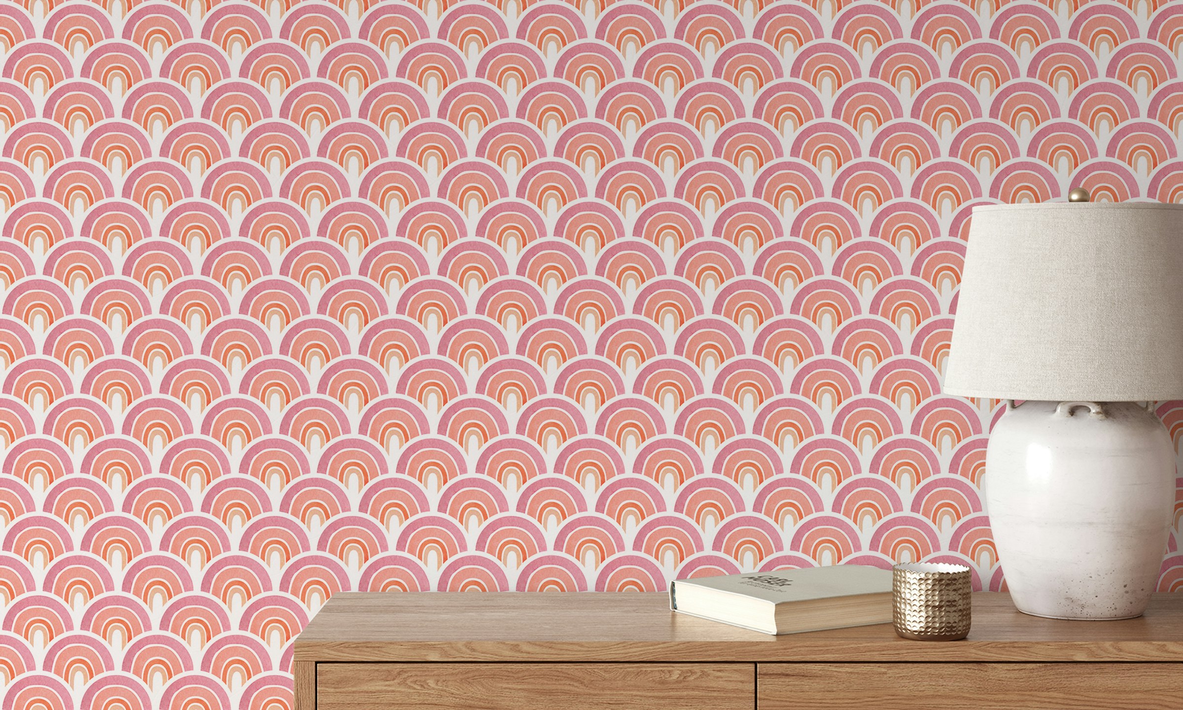 Peel and Stick Pink Arch Pattens Removable Wallpaper for Walls