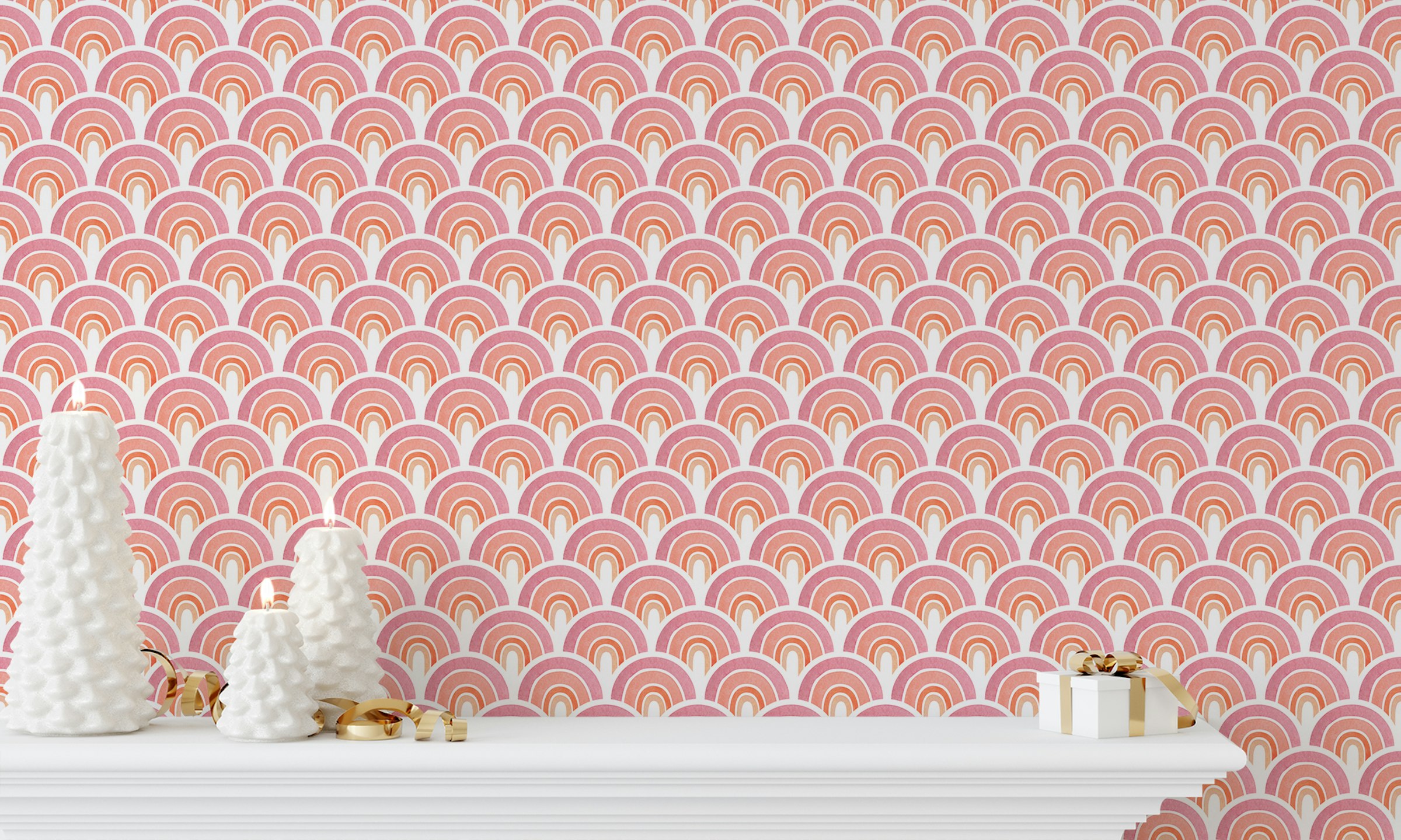 Custom made Pink Arch Pattens Removable Wallpaper for Walls