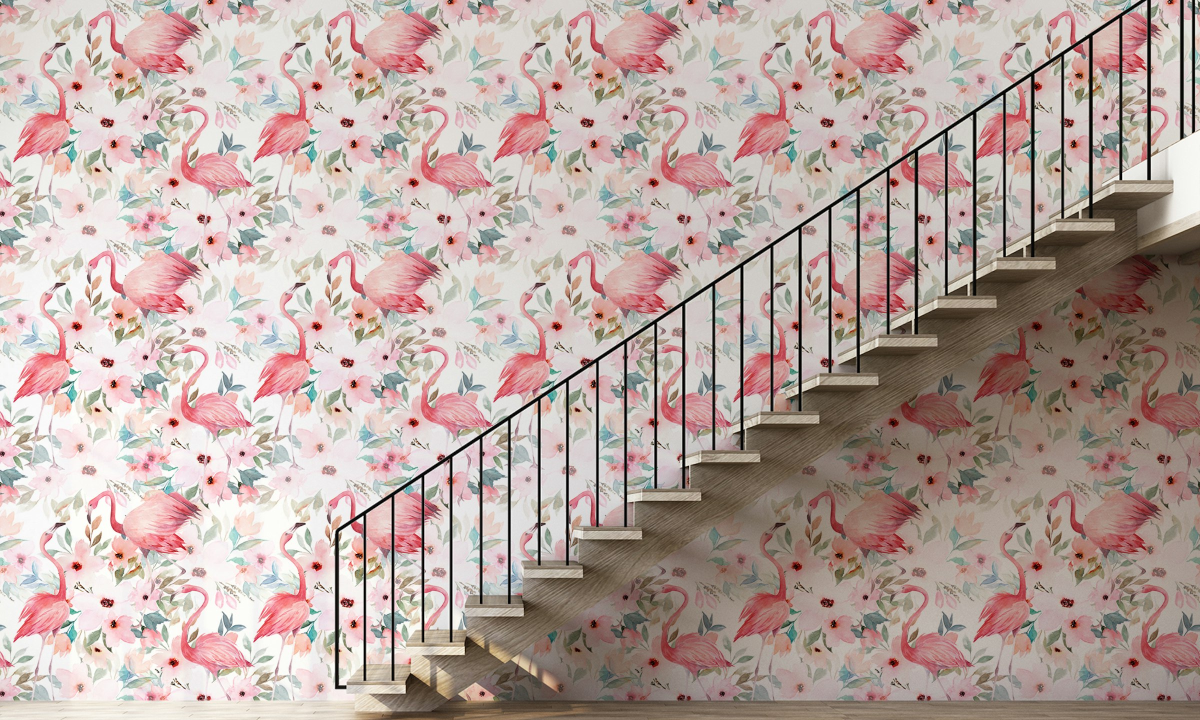 Custom made Pink Flamingo Patterns Wallpaper