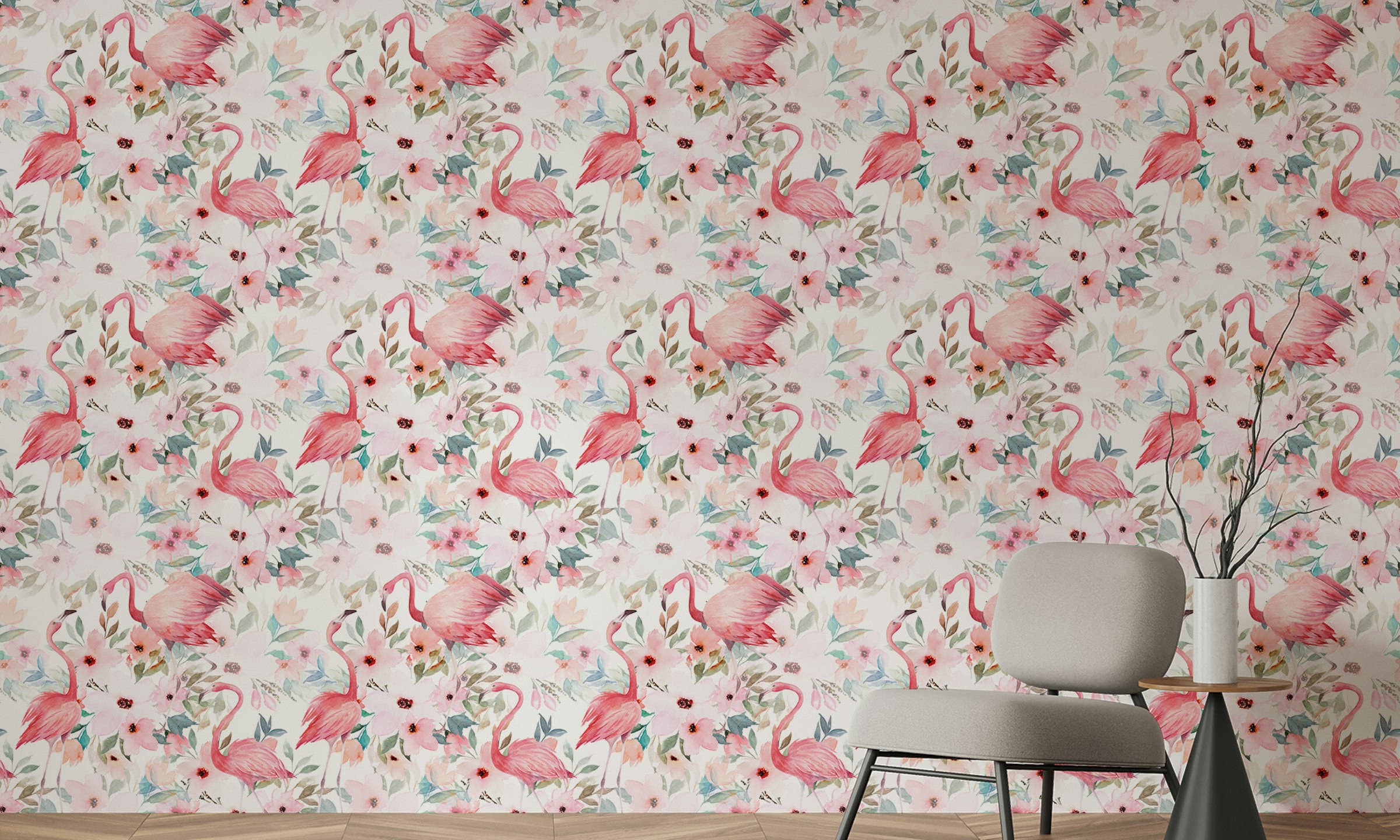 Peel and Stick Pink Flamingo Patterns Wallpaper