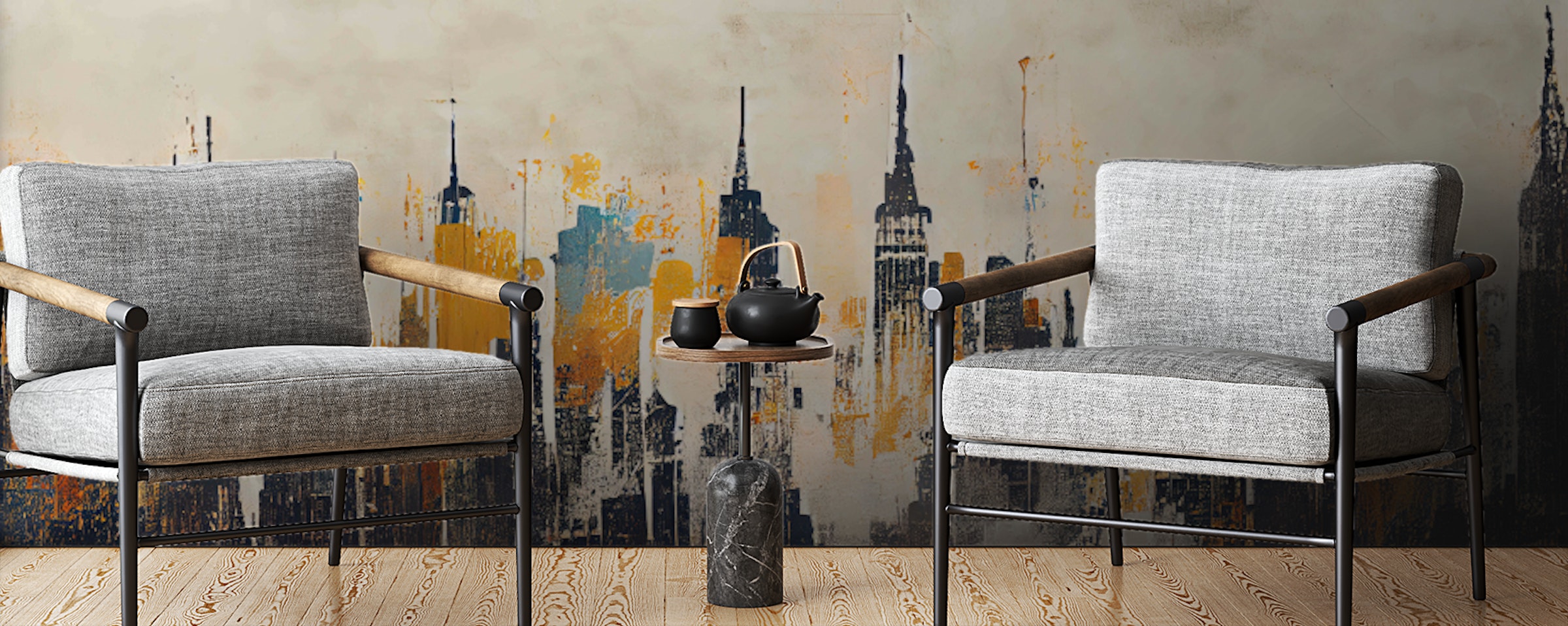 Peel and Stick Industrial Chic Skyline Wall Mural
