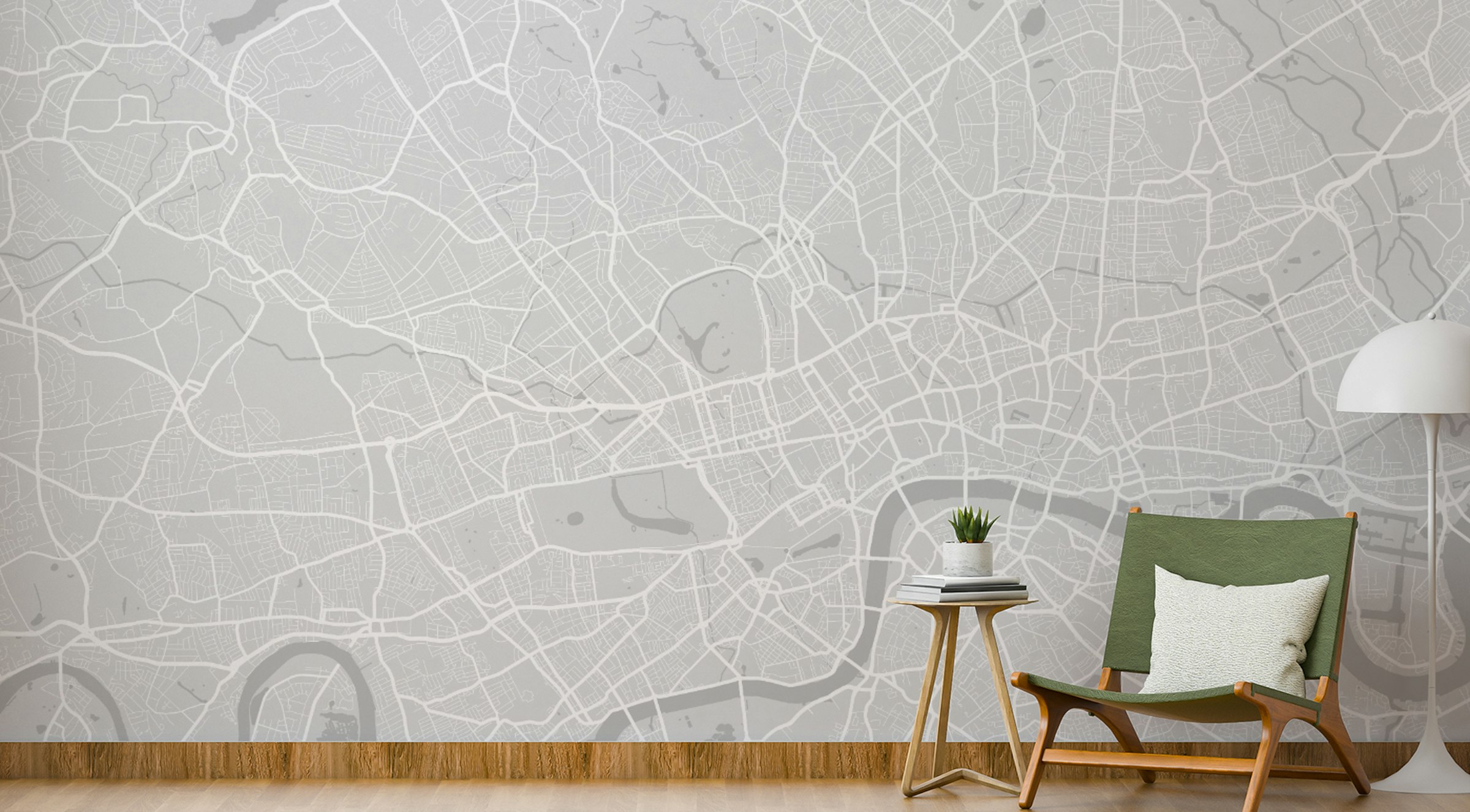 Peel and Stick City Lines Aesthetic Mural Wallpaper