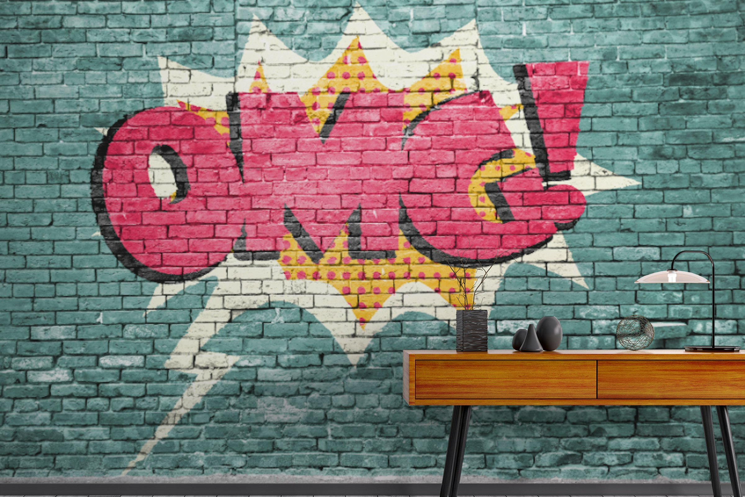 Peel and Stick OMG Urban Graffiti Mural Wallpaper