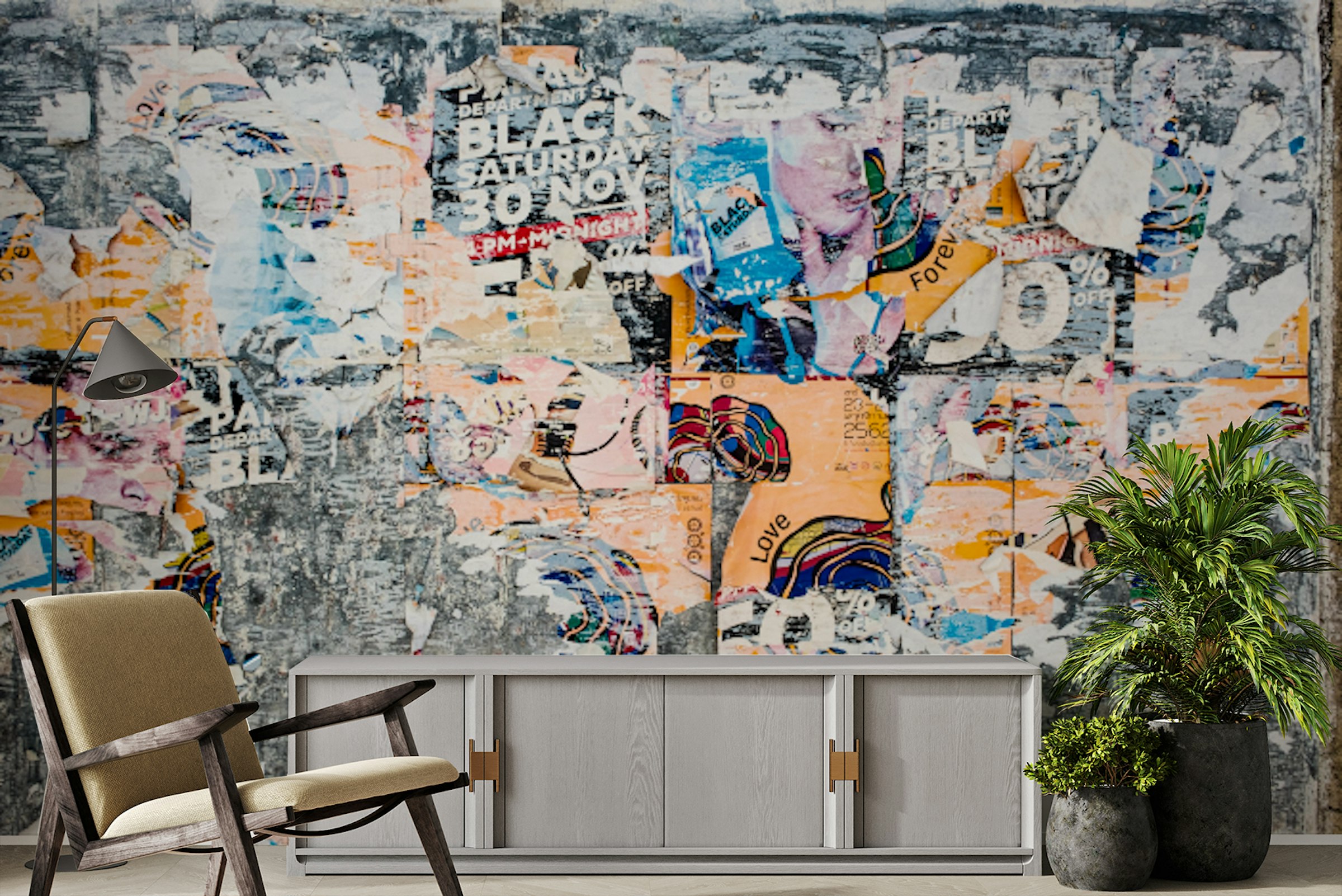 Peel and Stick Layered Echoes Wall Art Mural