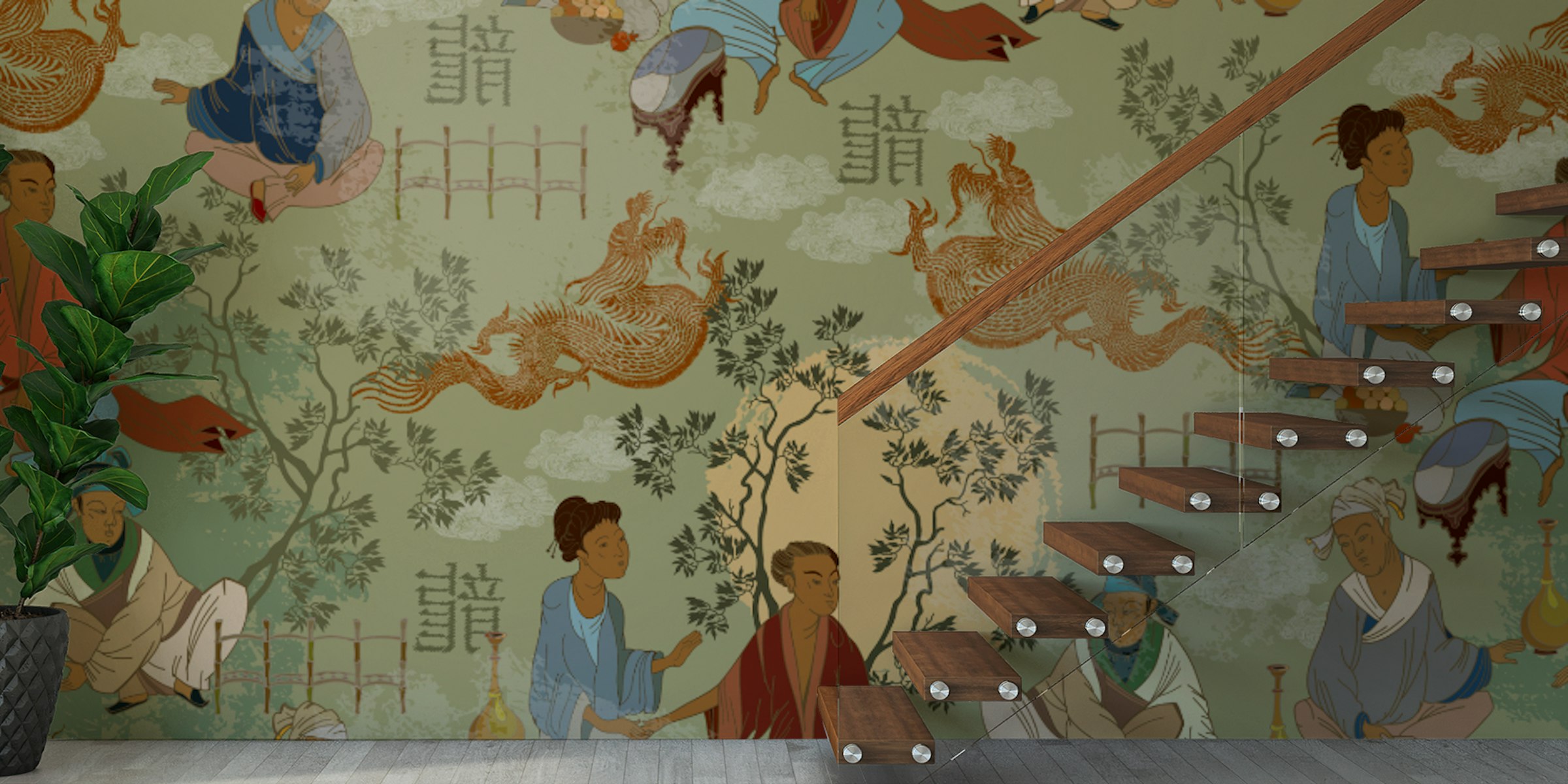 Custom made Ancient Tea Ceremony Wall Mural