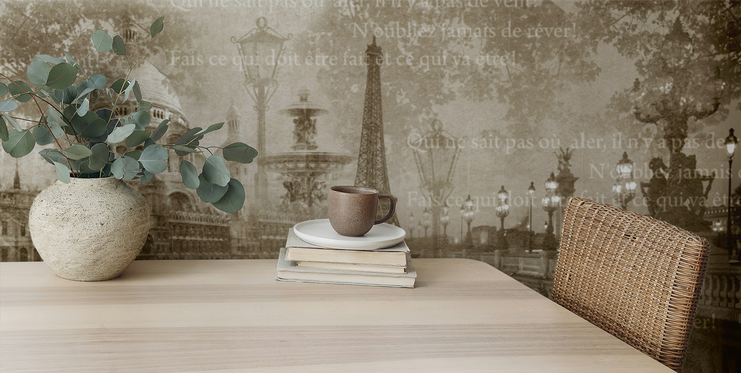 Peel and Stick Eiffel Tower Montage Mural Wallpaper