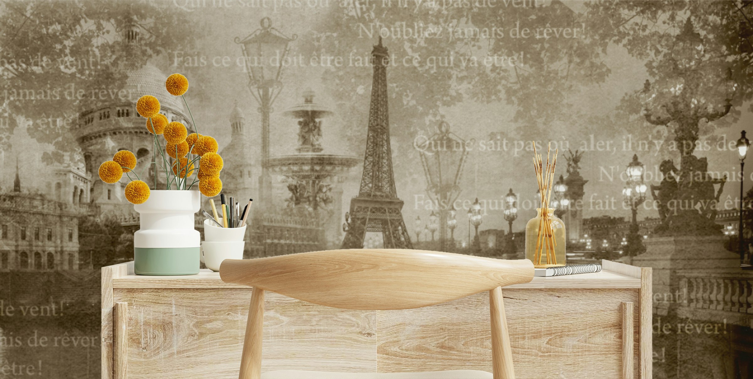 Custom made Eiffel Tower Montage Mural Wallpaper
