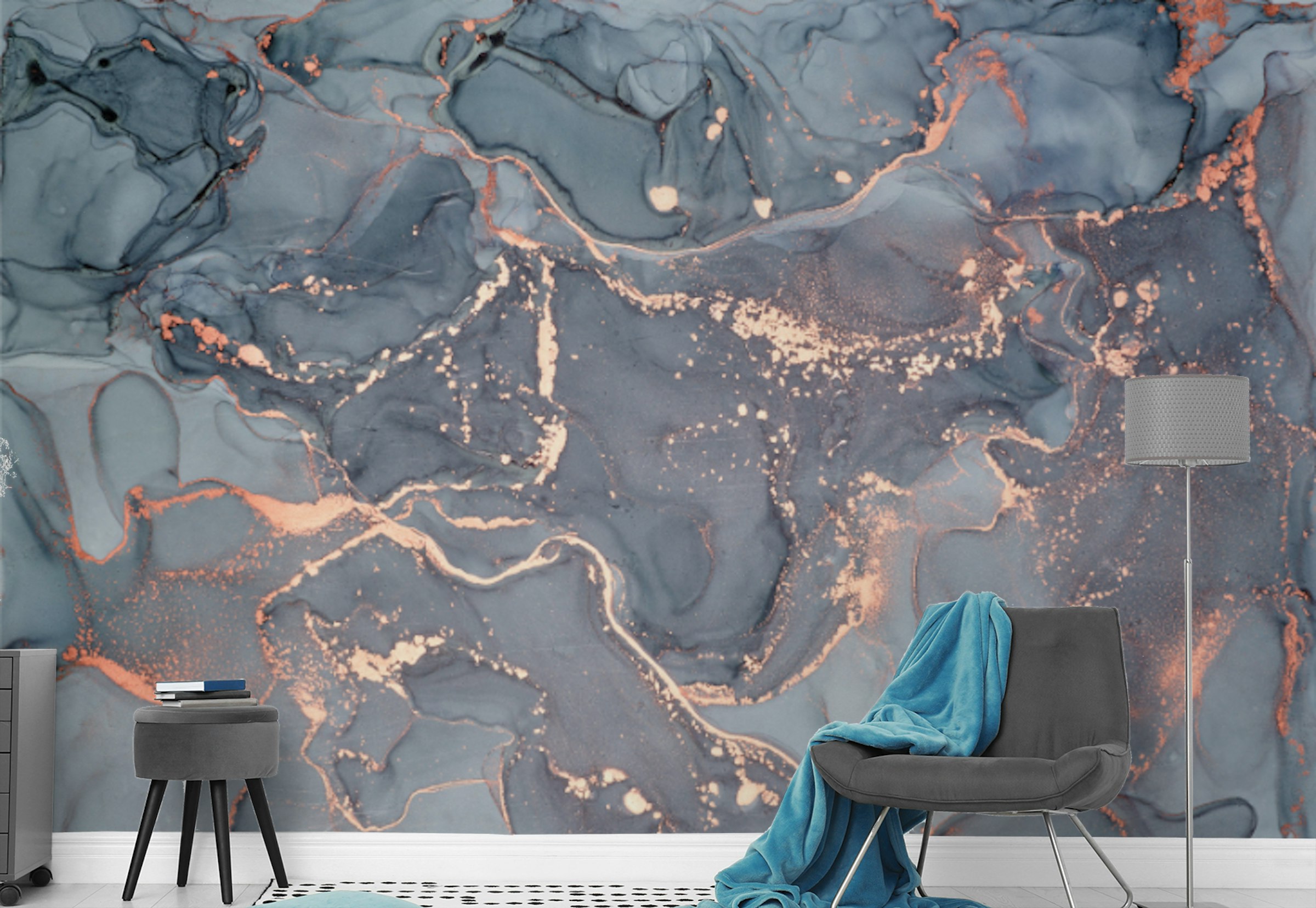 Custom made Oceanic Flow Wallpaper Mural