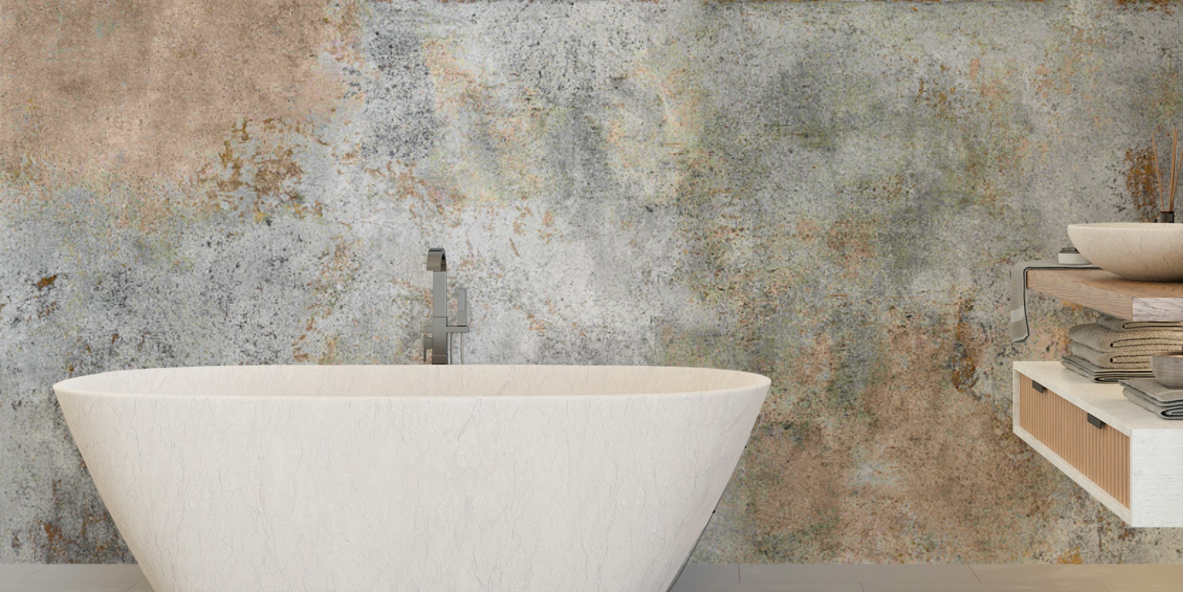 Peel and Stick Rustic Cement Chic Wall Mural